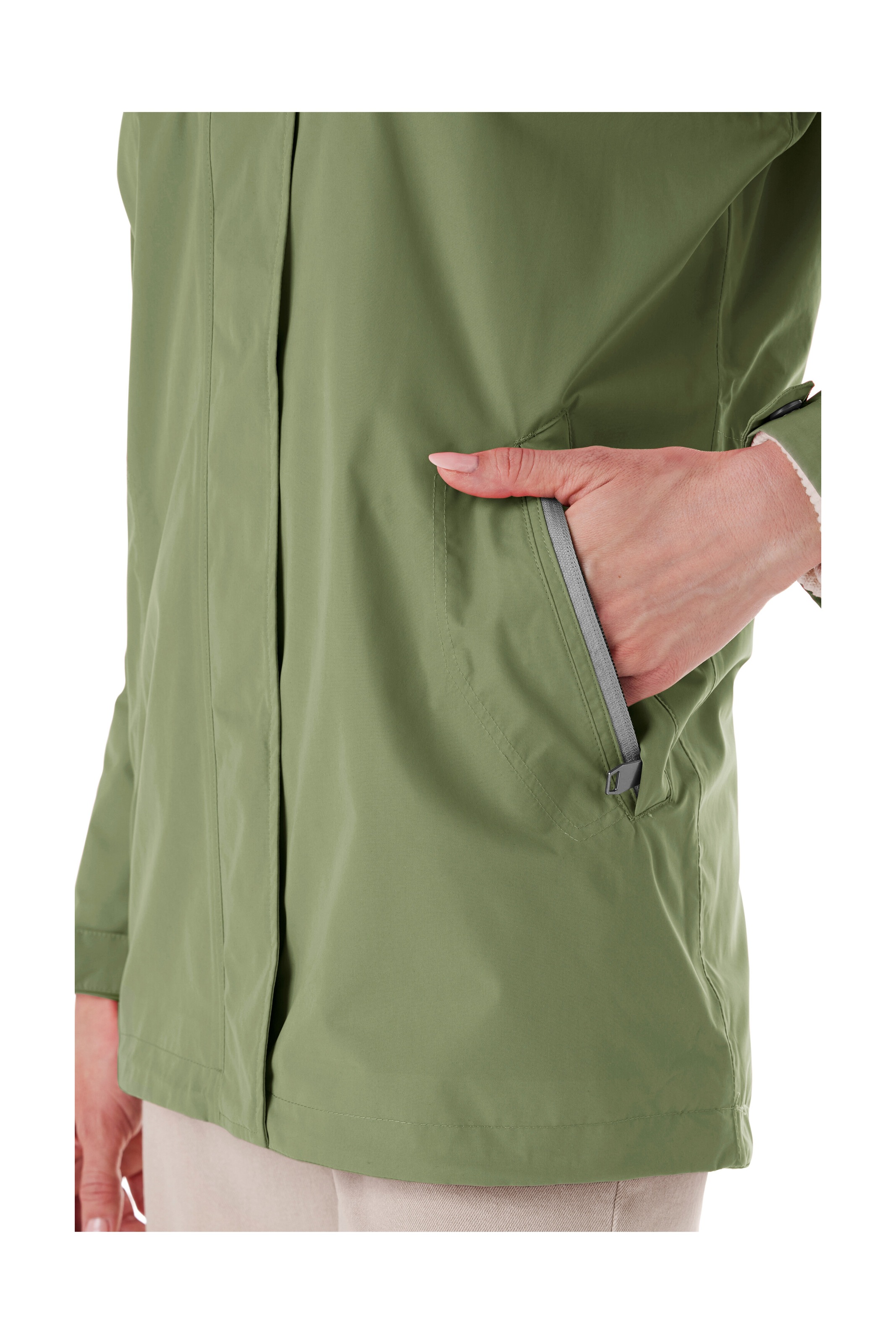 Funktionsjacke "Damen Funktionsjacke OOGS 1", Damen, Gr. 50, grün (olivgrün), Obermaterial: 100% Polyester;Futter: 100% Polyester, G.I.G.A. DX BY KILLTEC, Jacken Funktionsjacke, Wasserdichte Damenjacke, regulierbar, Teflon EcoElite™-Imprägnierung 3