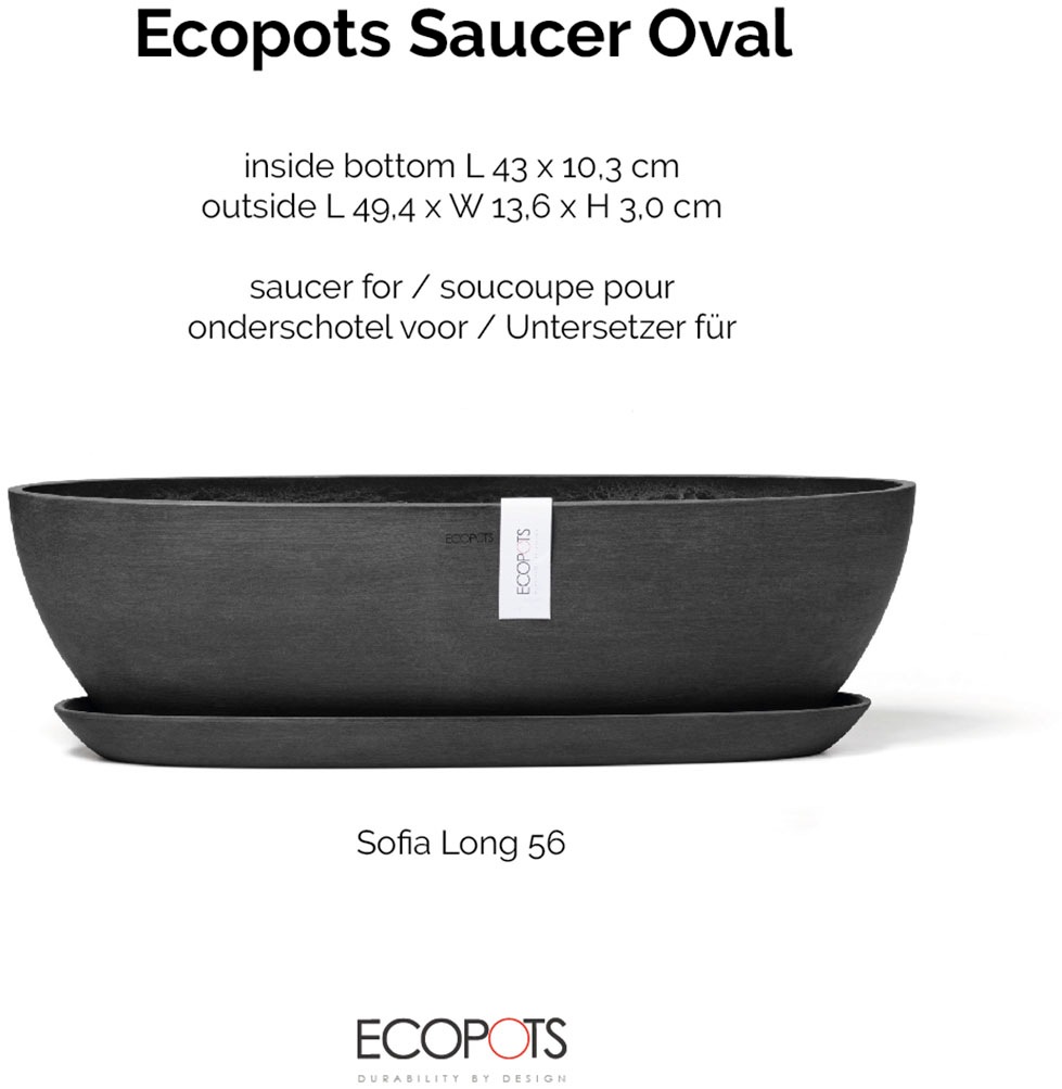 ECOPOTS Blumentopfuntersetzer »SAUCER OVAL Dark Grey« BxTxH: 13,6x13,6x3 cm