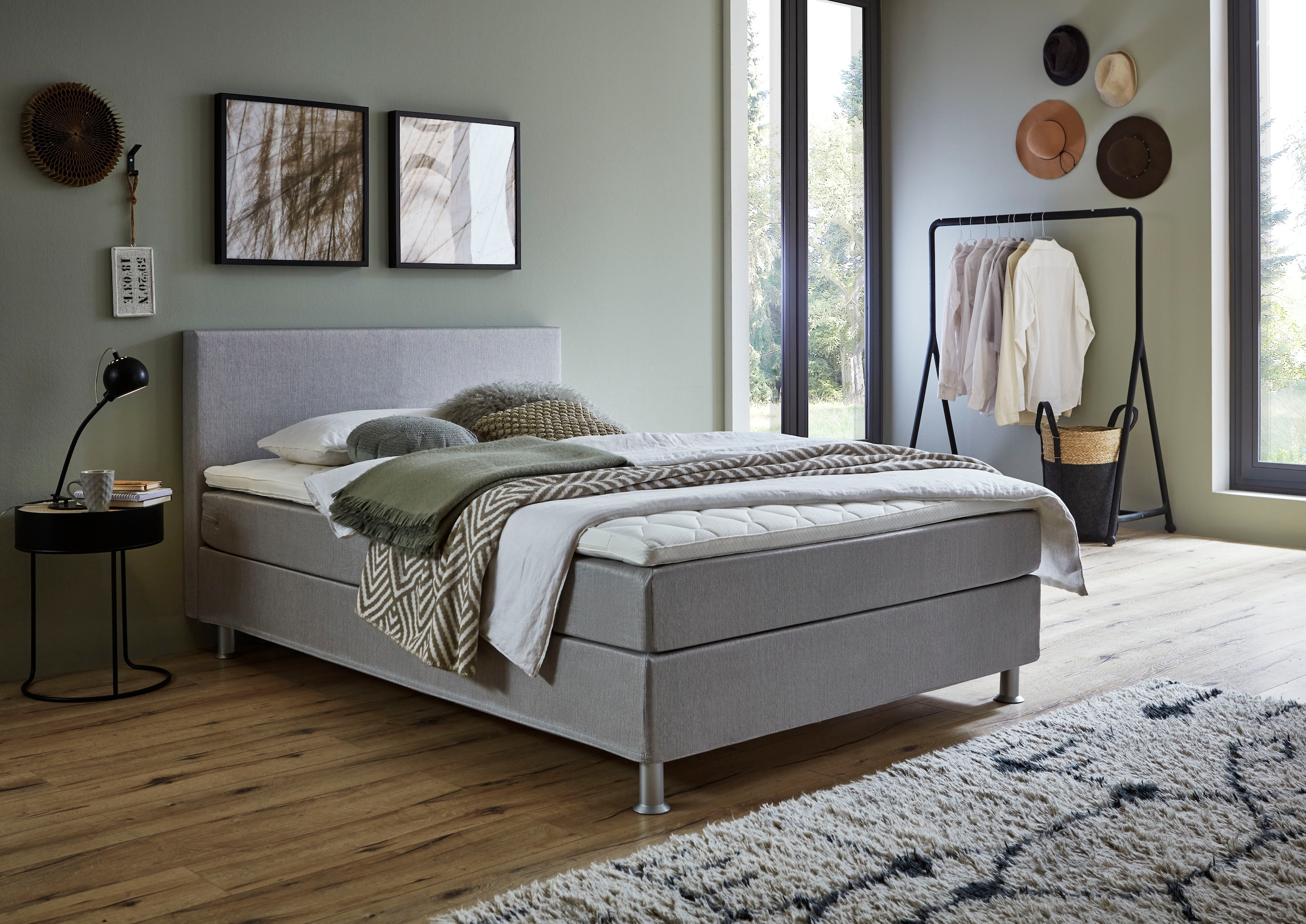 ATLANTIC home collection Boxbett "Edison", inkl. Bonnellfederkern-Matratze und Topper