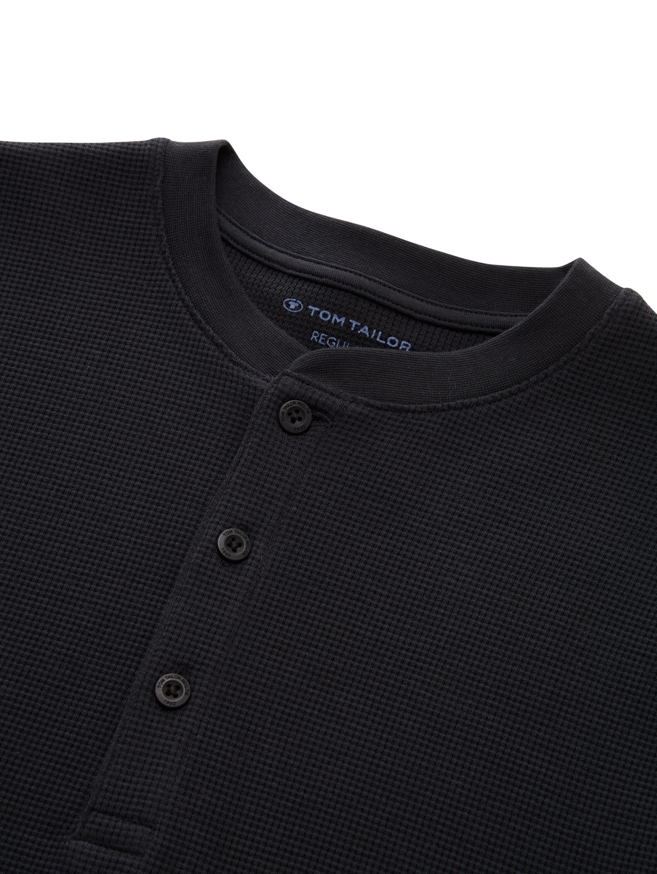 Thumbnail - TOM TAILOR Langarmshirt mit Rundhals und kurzer Knopfleiste