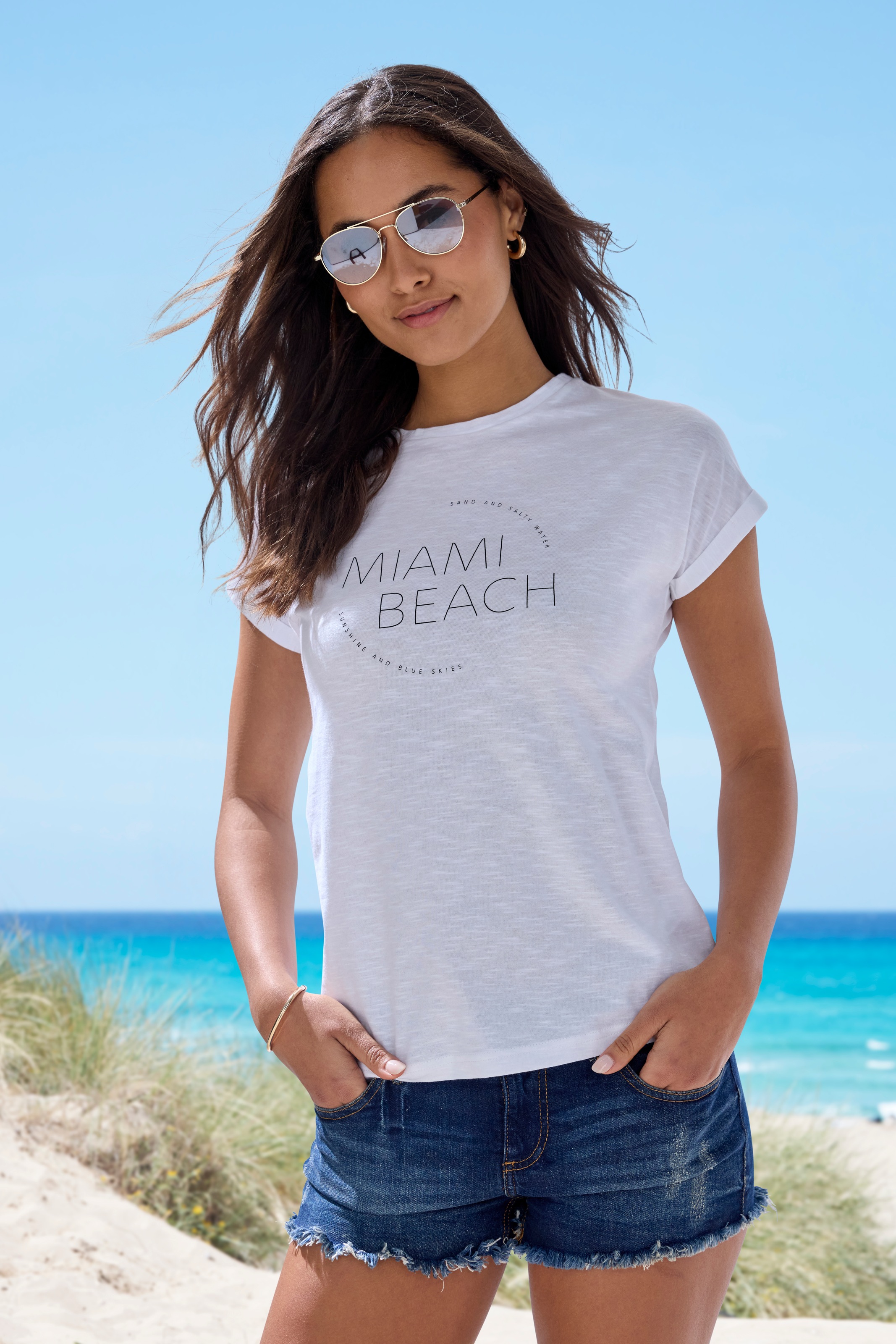 Vivance T-Shirt "mit modischem Frontprint", aus weicher Baumwoll-Qualität günstig online kaufen