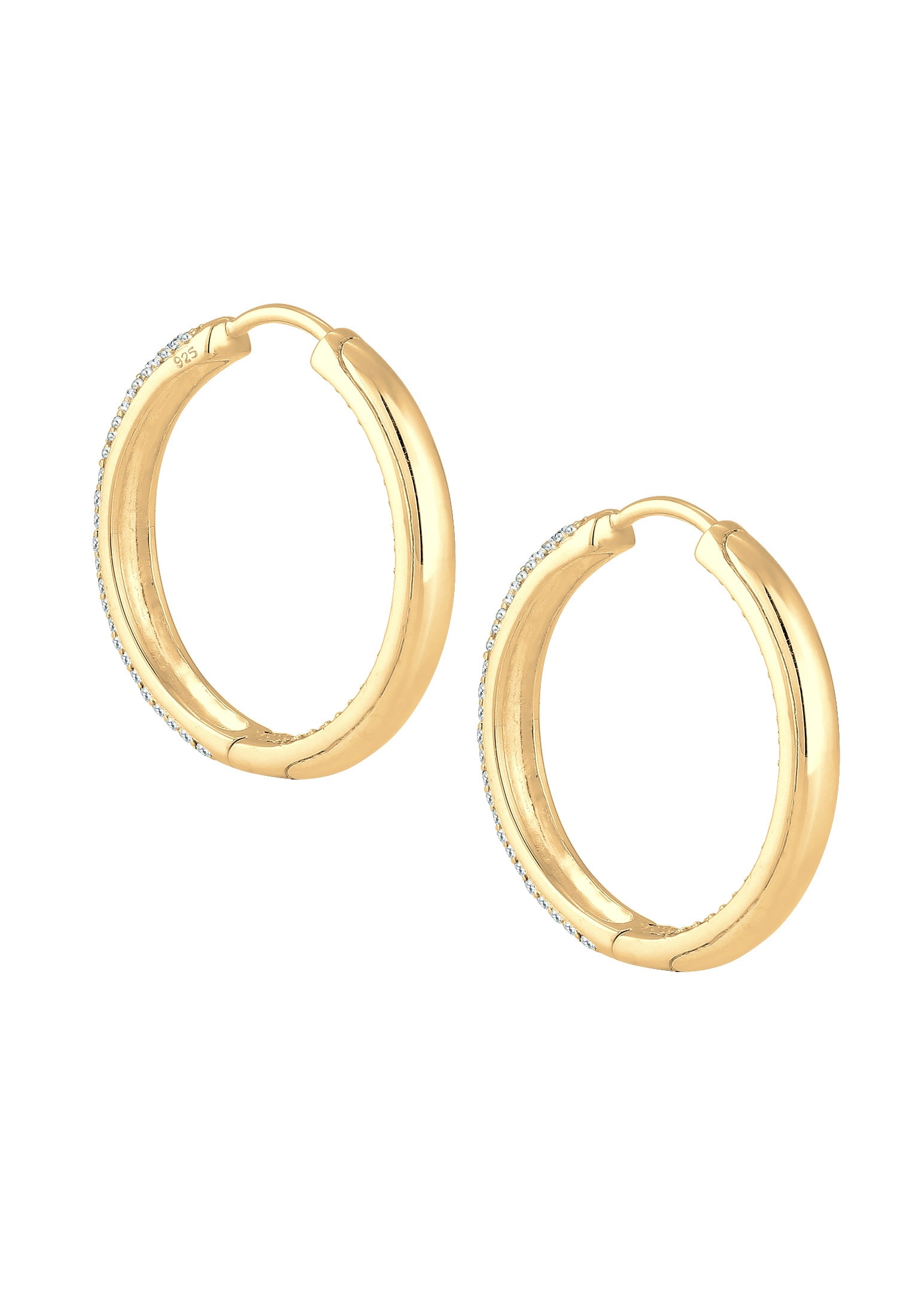 Elli Premium Paar Creolen »Creolen mit Glas Kristalle 925 Sterling Silber«