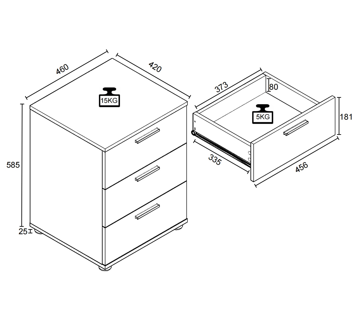 VCM Nachttisch »Holz Nachtschrank Nachttisch Schublade Testalo«