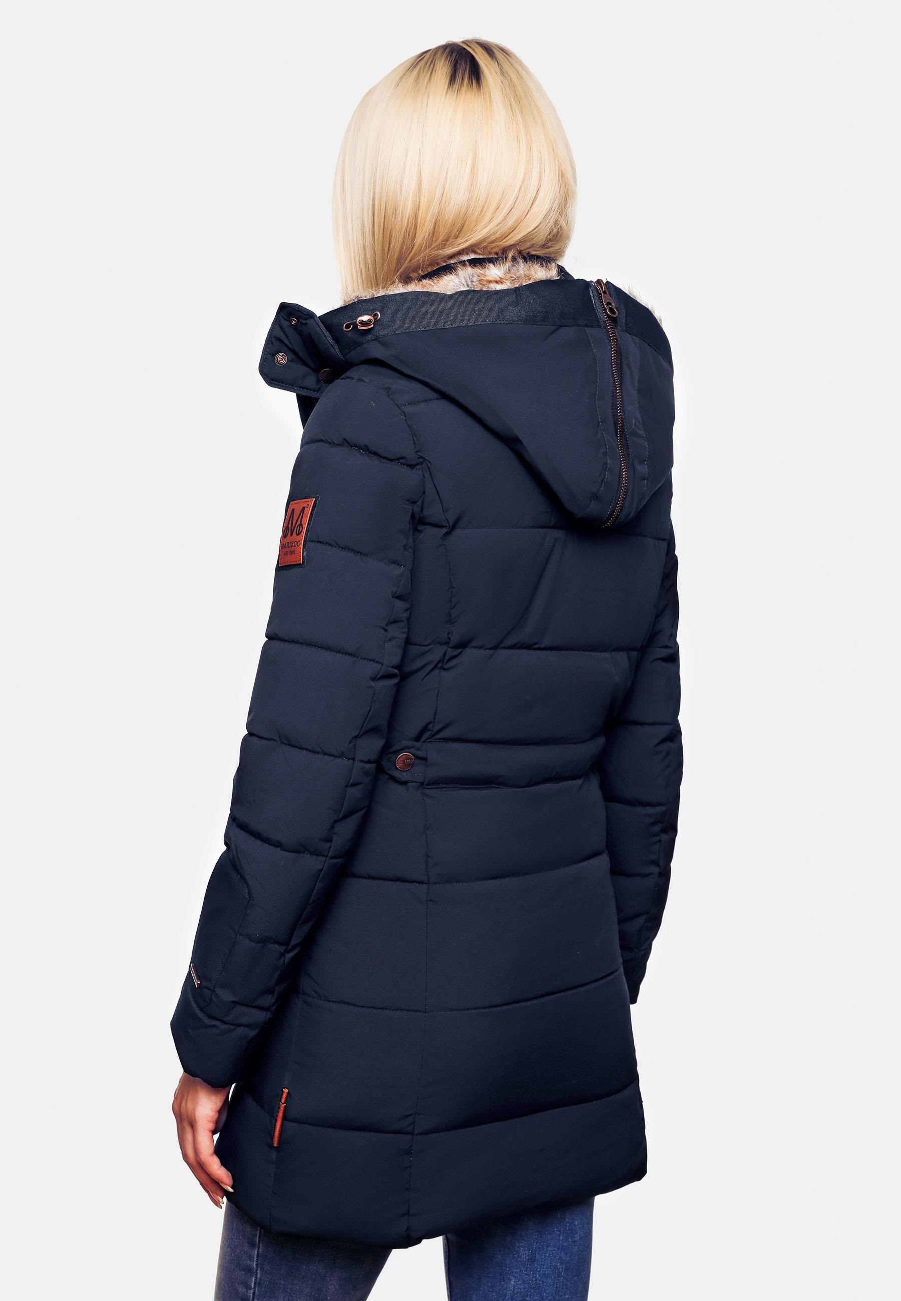 Marikoo Wintermantel »Lieblings Jacke«, stylischer Winter Steppmantel m. Kunstpelz-Kapuze