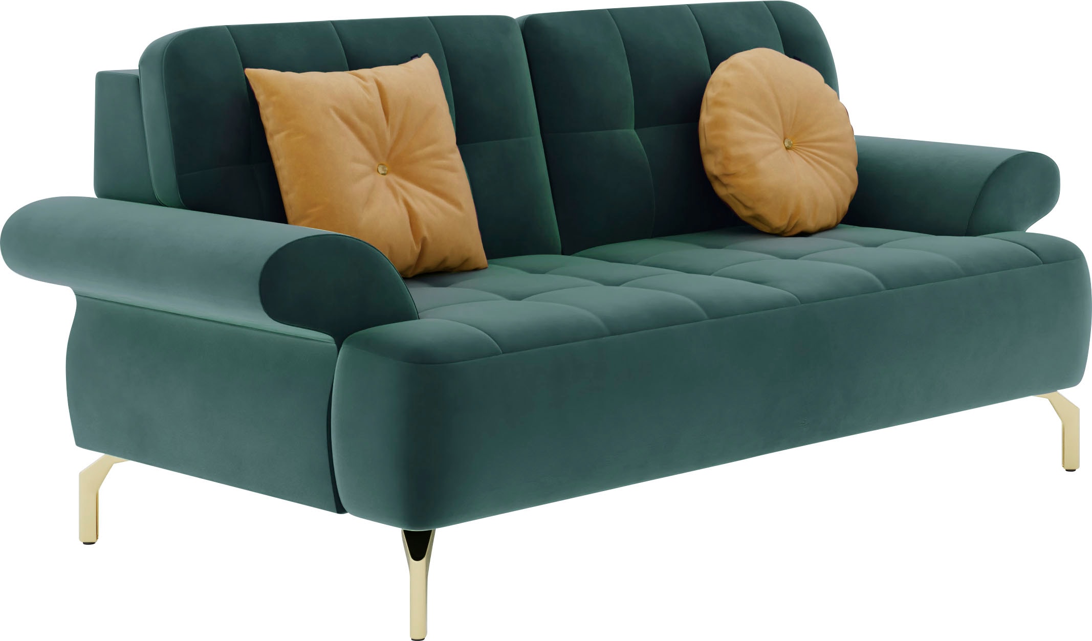sit&more 2-Sitzer »Orient 1«, inkl. 2 Zierkissen mit Strass-Stein, goldfarbene Metallfüße