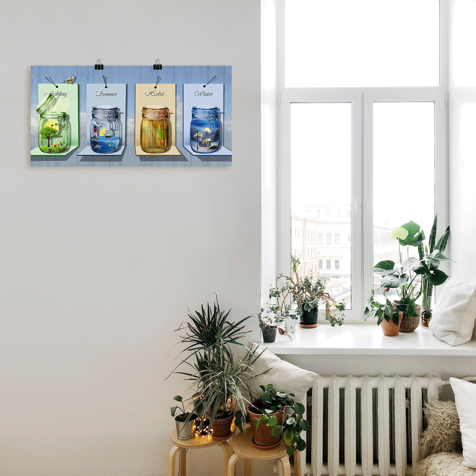 Artland Wandbild »Jahreszeiten in Gläsern«, Vier Jahreszeiten, (1 St.), als Leinwandbild, Poster, Wandaufkleber in verschied. Größen