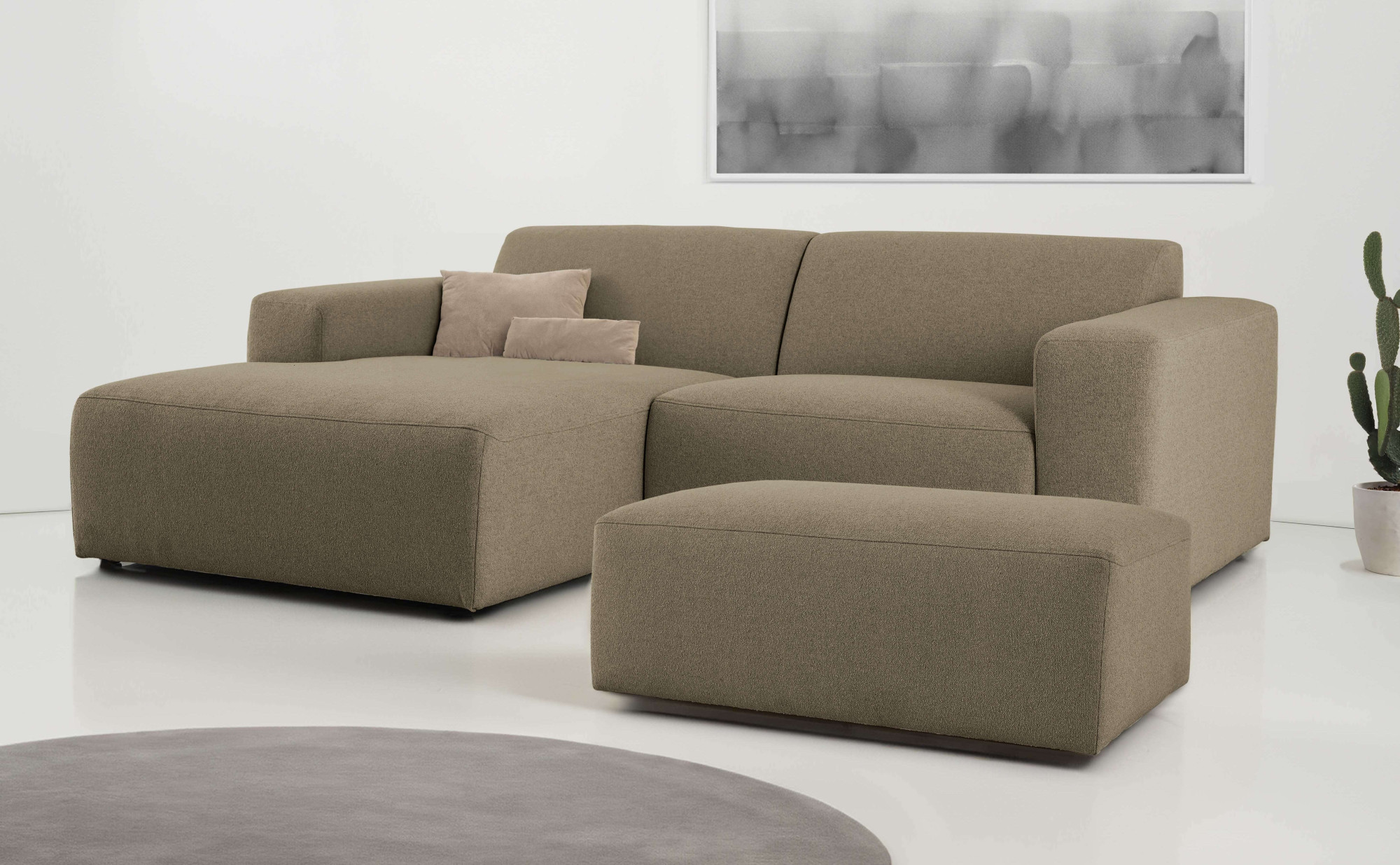 INOSIGN Ecksofa "Koa,228cm, L-Form, Modulsofa, Webstoff, Cord, Struktur, Chenille" Designsofa, Set, Hocker inklusive, weicher Lounge-Sitzkomfort