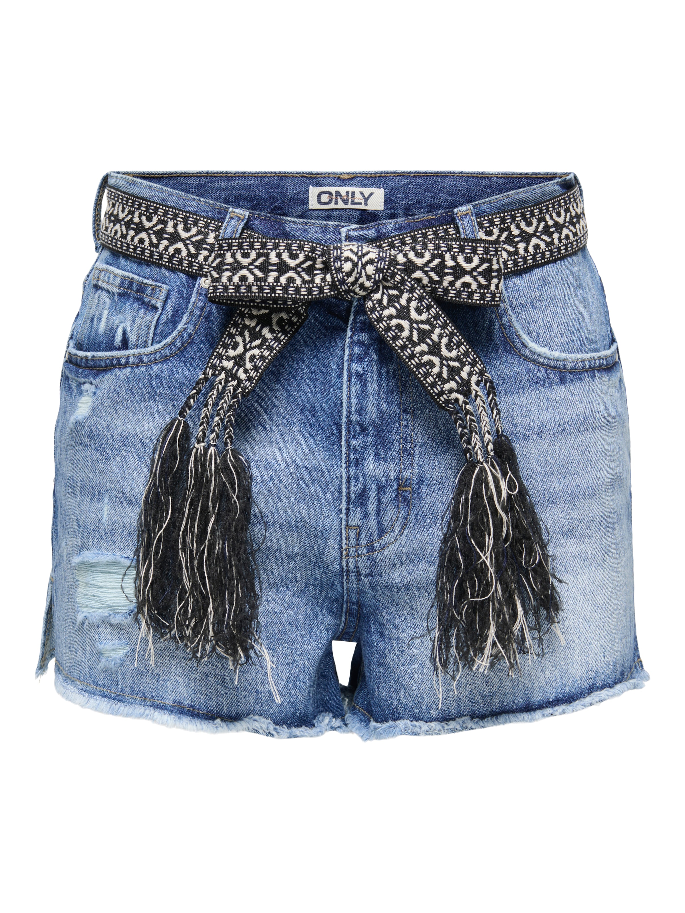 ONLY Jeansshorts »ONLROBYN EX HW ST VINTAGE DNM SHORTS« Baumwolle, High Waist, offener Saum, destroyed Effekt, Seitenschlitze