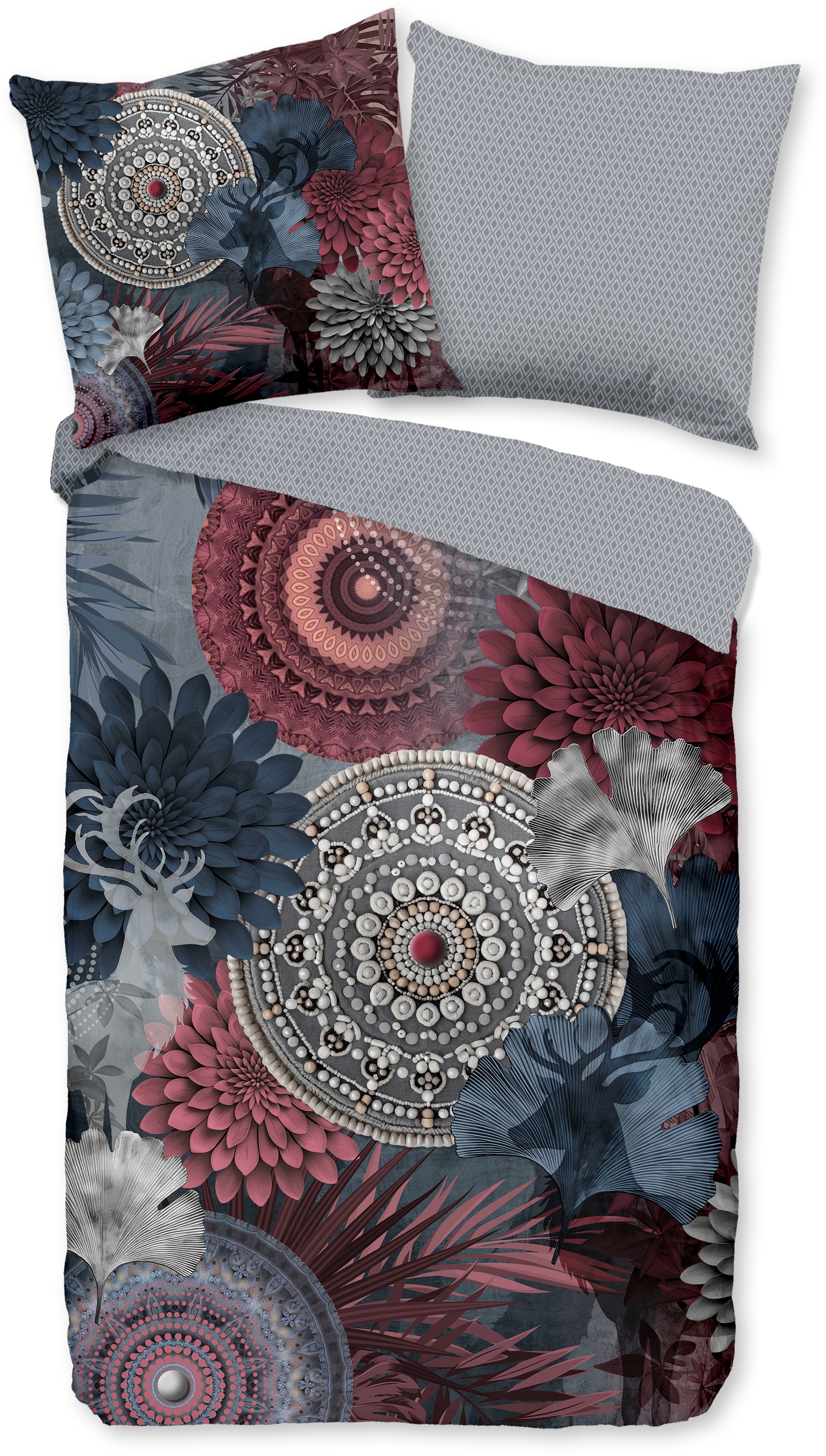 hip Wendebettwäsche »Makenna« 2 Stk. tlg. Flanell, Biber, Winter, Warm, Reißverschluss, Wende, Mandala, Hirsch