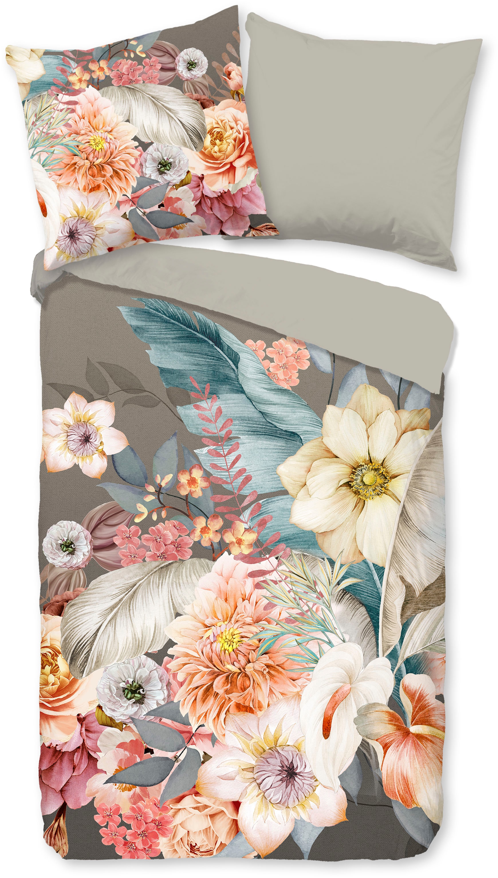 good morning Wendebettwäsche »Rhode« 2 Stk. tlg. Flanell, Biber, Winter, Warm, Reißverschluss, Wendeoptik, Blume