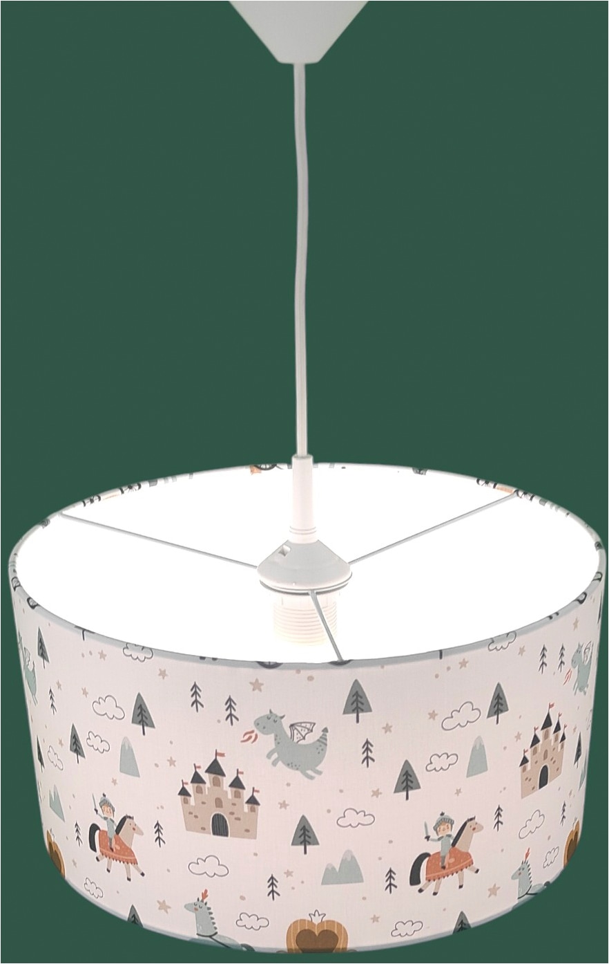 niermann Hängeleuchte »Stoff-Pendelleuchte mit Motiv "Ritter Theo", Kinderzimmer, Kinderlampe« E27 1 Stk. Stoffschirm, höhenverstellbare Pendelaufhängung, Made in Germany