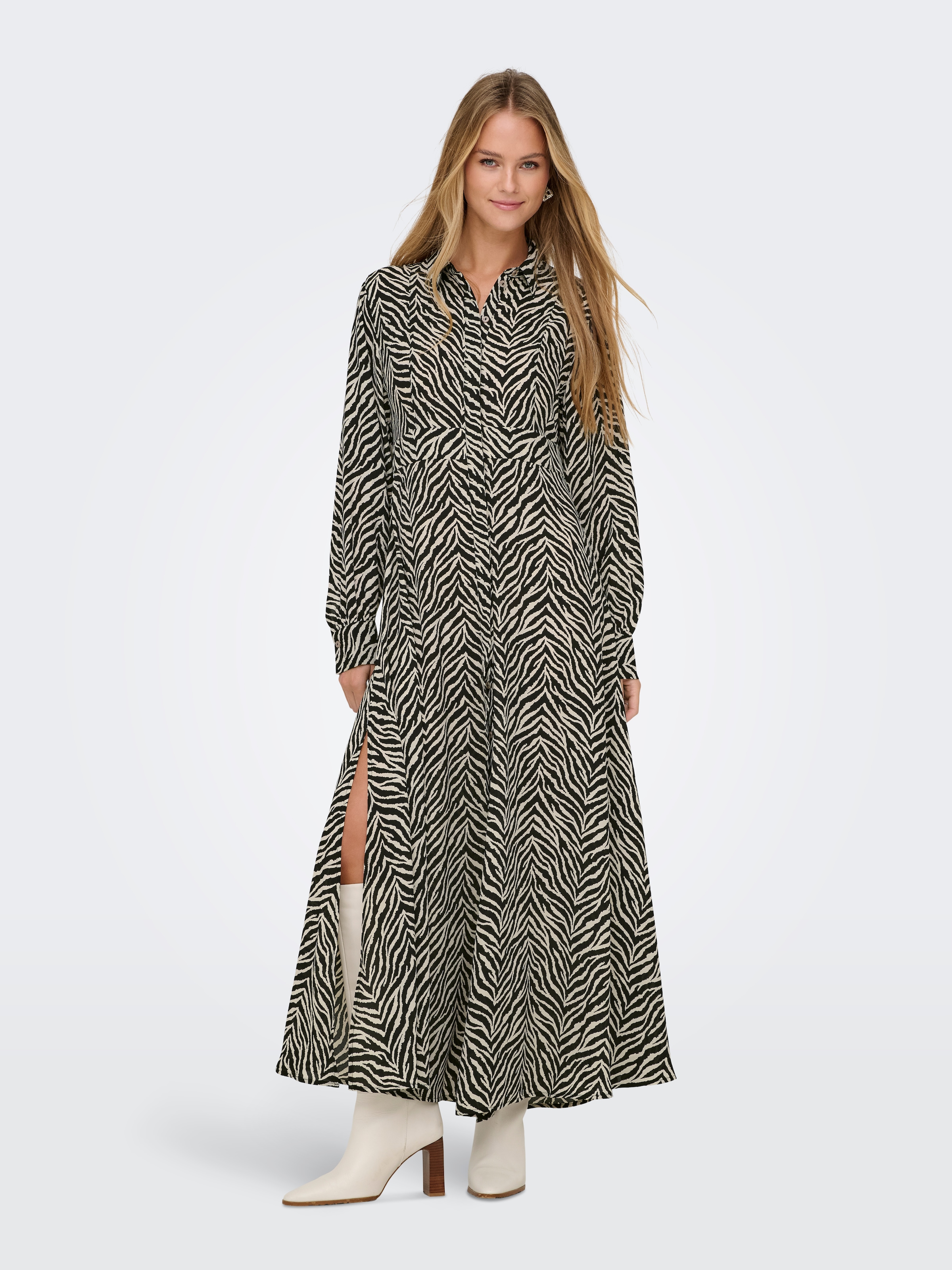 ONLY Hemdblusenkleid "ONLHELEN LIFE L/S V-NECK MAXI DRESS PTM" günstig online kaufen