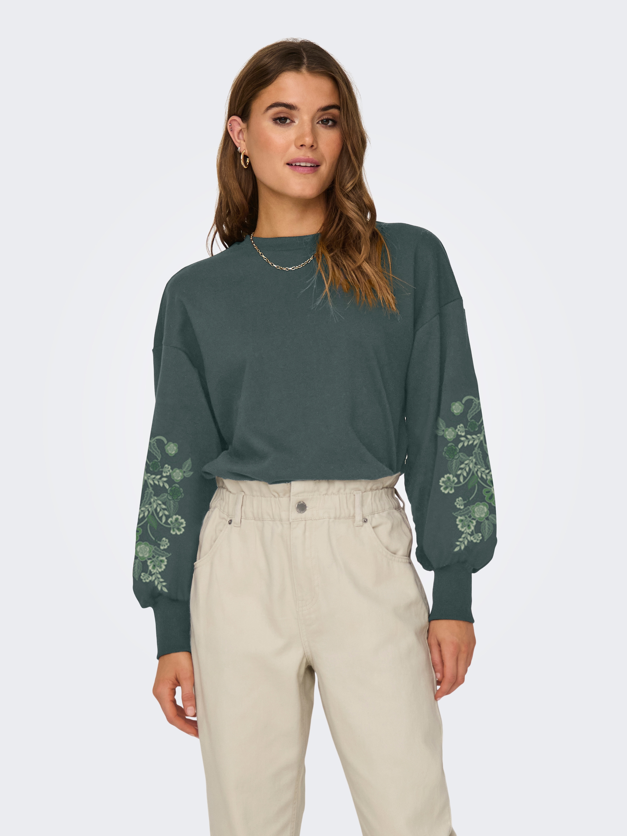 ONLY Sweatshirt "ONLBROOKE L/S O-NECK FLOWER SWT" günstig online kaufen