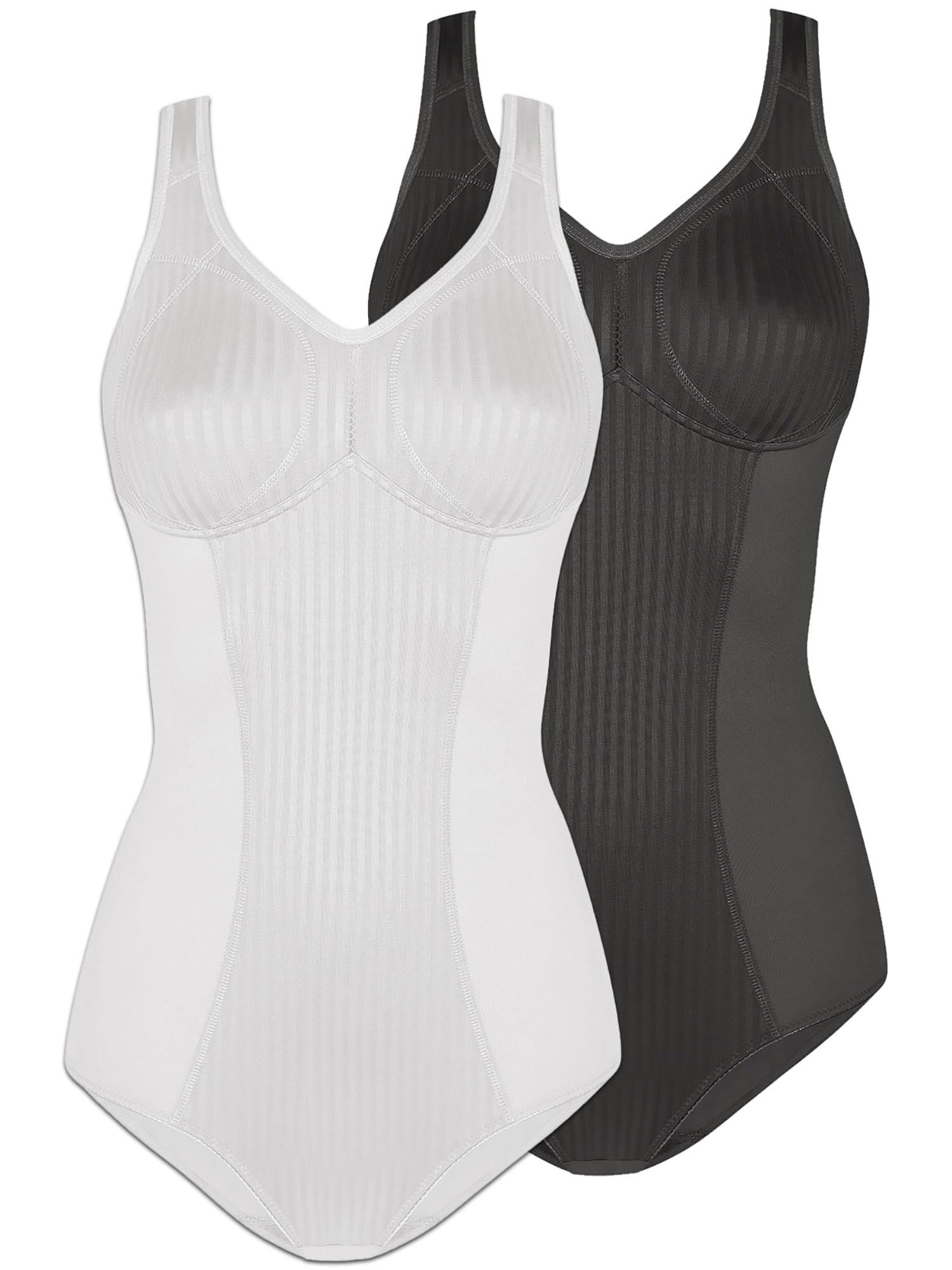 SUSA Damen Body "2er Pack Body ohne Bügel Cremona", Gr. 90, schwarz-weiß, Obermaterial: 68% Polyamid PA. 32% Elasthan EL., Bodys