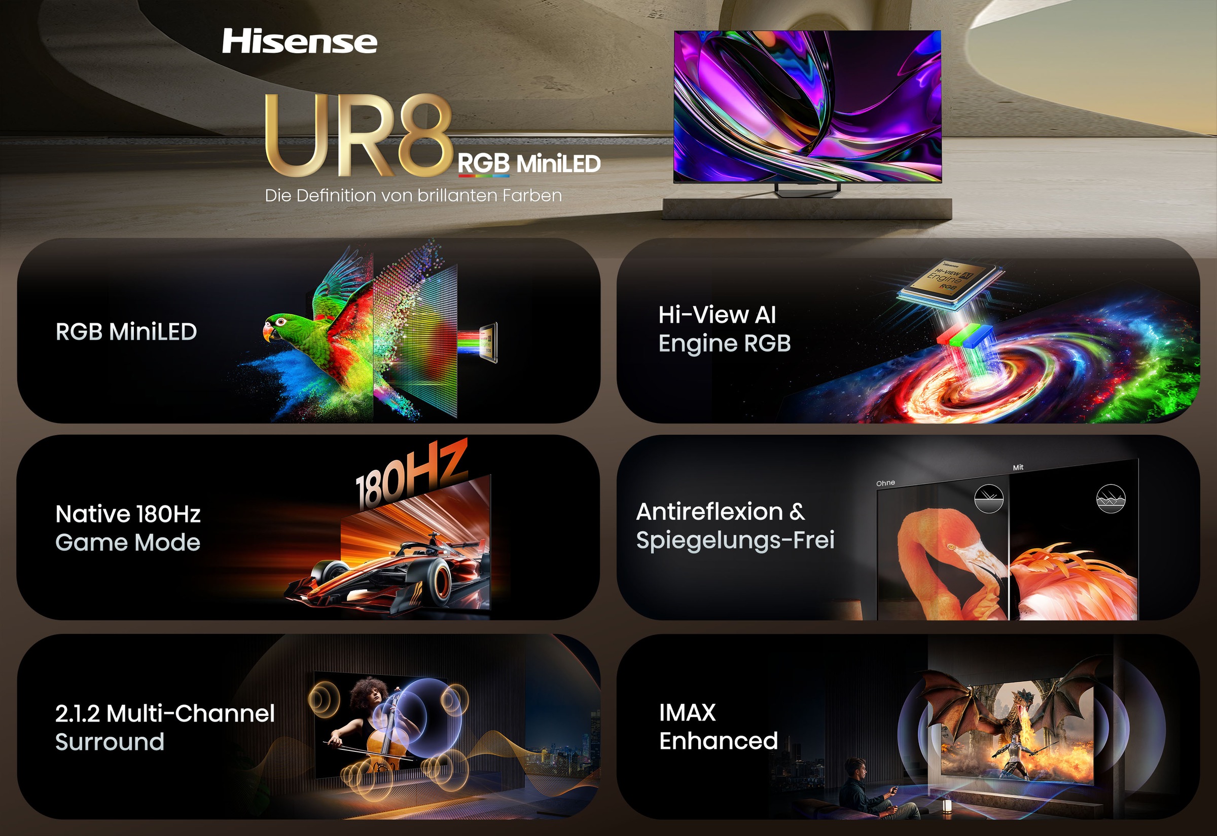 Hisense Mini-LED-Fernseher »65UR8DS« 164 cm/65 ″ Smart-TV