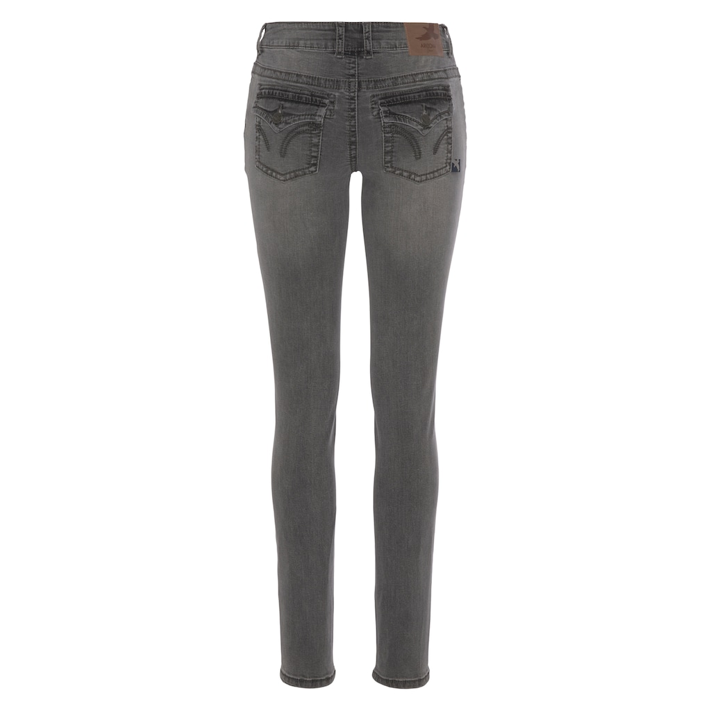 Arizona Skinny-fit-Jeans »mit Kontrastnähten und Pattentaschen«, Low Waist