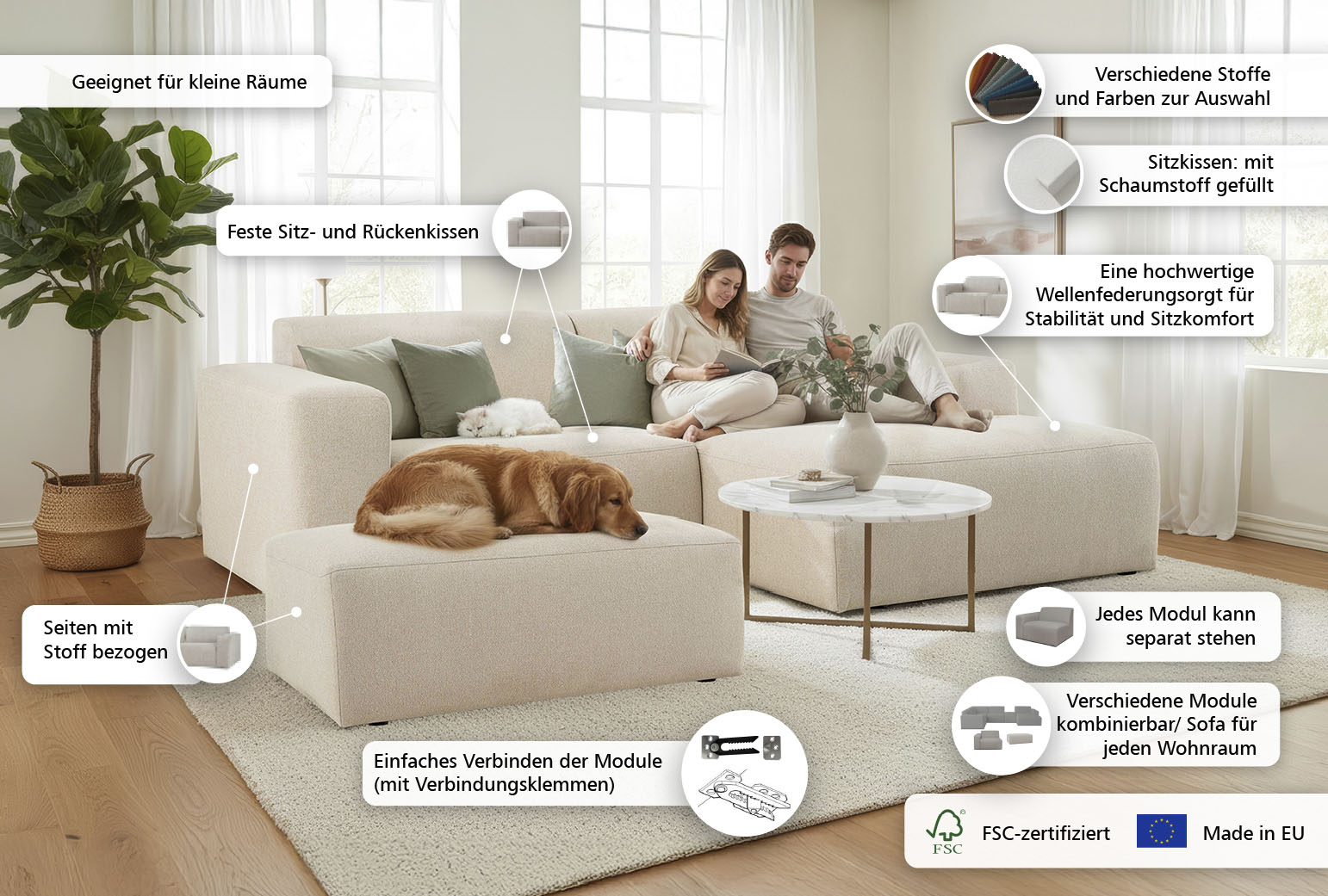 Thumbnail - INOSIGN Ecksofa "Koa,228cm, L-Form, Modulsofa, Webstoff, Cord, Struktur, Chenille" Designsofa, Set, Hocker inklusive, we...