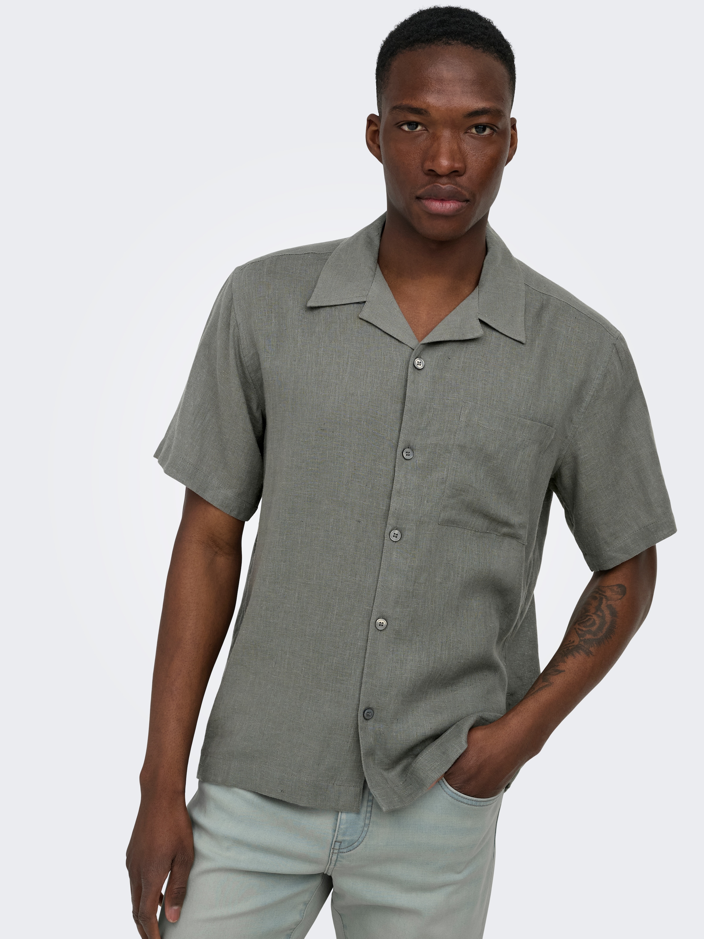 ONLY & SONS Kurzarmhemd »ONSLAURENCE RLX RESOR SS LINENBLEND NOOS«