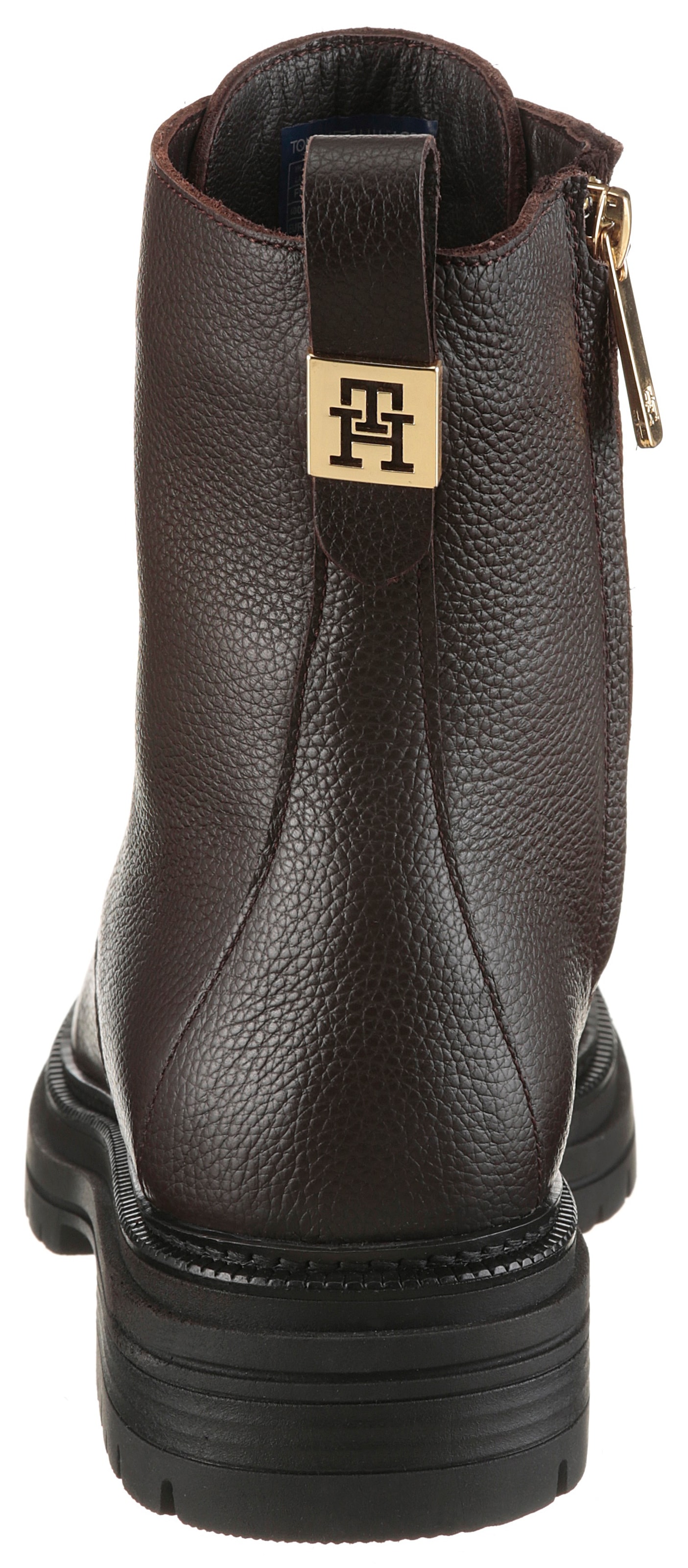 Tommy Hilfiger Schnürboots »TH PLAQUE PEBBLE LACE BOOT WARM«  , Blockabsatz, Schnürstiefelette mit TH-Schmuckelement an der Ferse