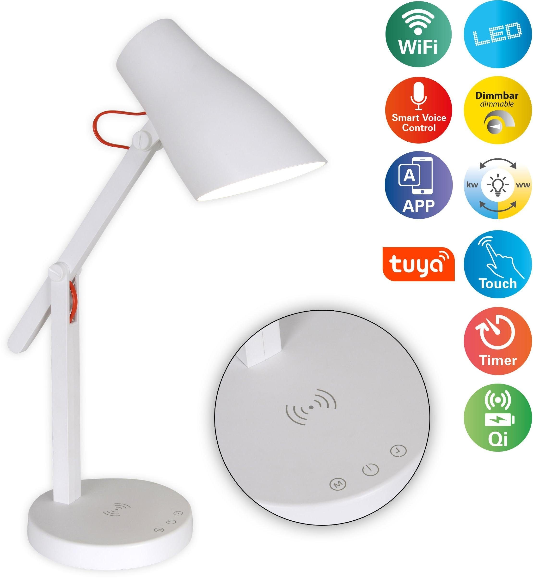 Ladestation, BAUR Timer, WiFi, flammig-flammig, Sprachsteuerung LED näve dimmbar, | touch, 1 Tischleuchte CCT, App, »Clever«,