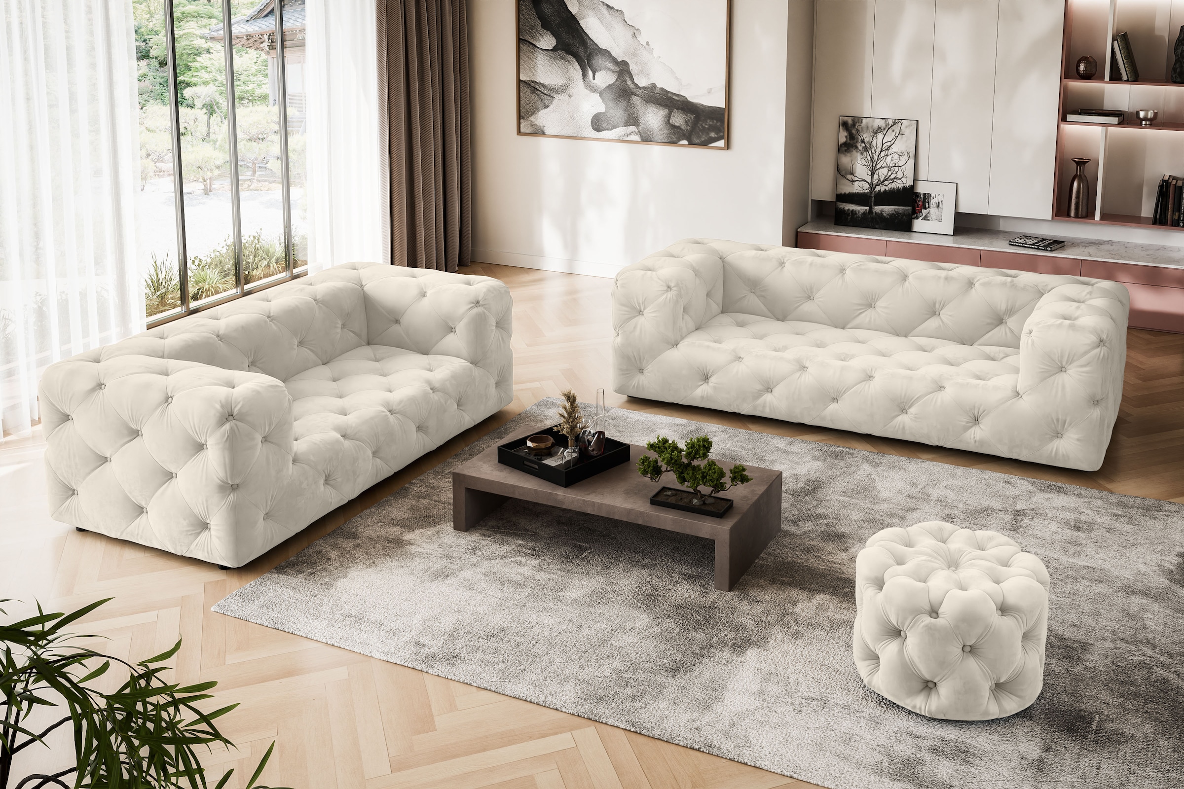 Home affaire 2-Sitzer "FOLLINA" 2-Sitzer Sofa mit klassischer Chesterfield- günstig online kaufen