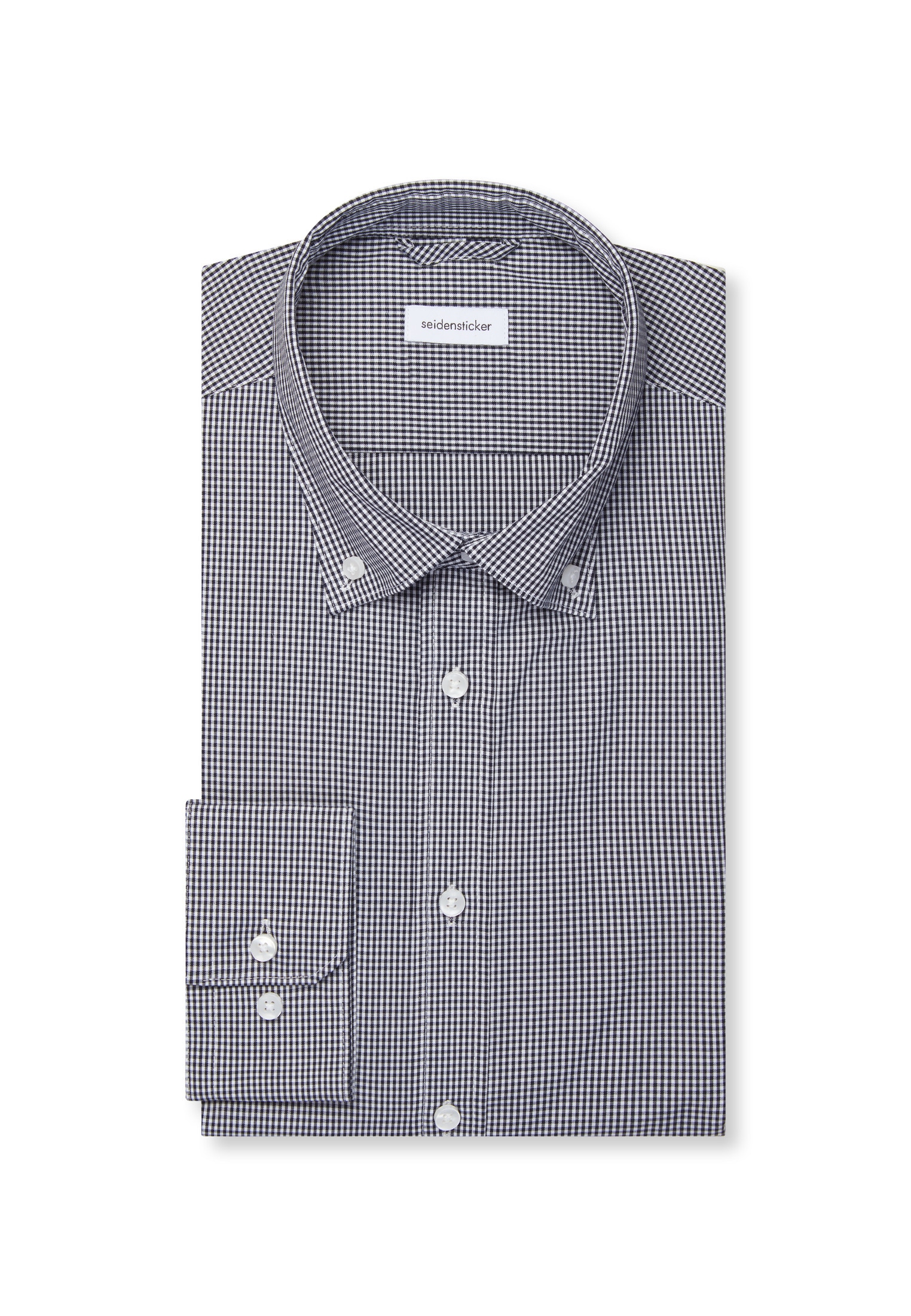 seidensticker Businesshemd »Shaped« Shaped 1/1 Button-Down-Kragen Karo