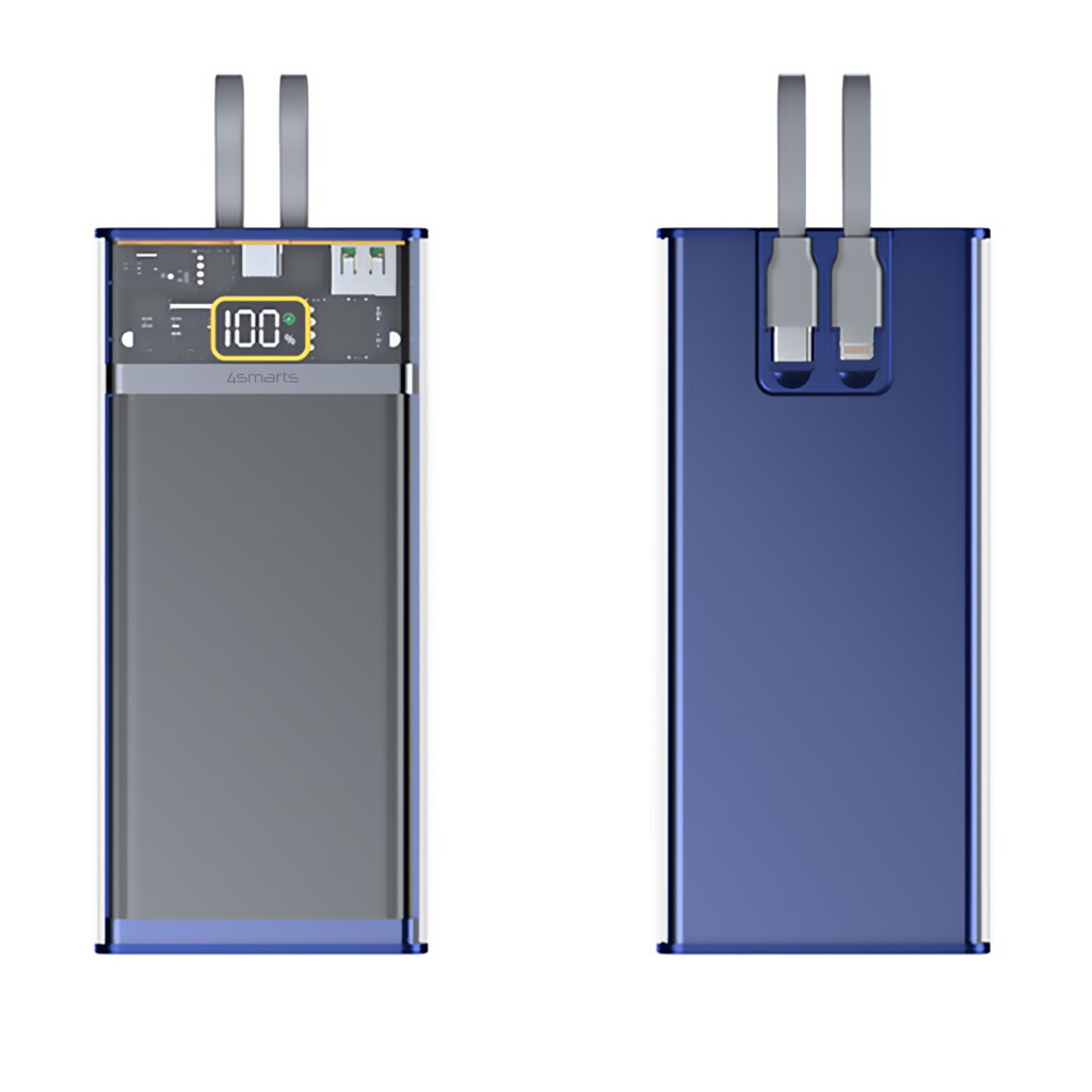 4smarts Powerbank »Lucid Dual Cord 10000mAh 22,5W blau«, 10000 mAh