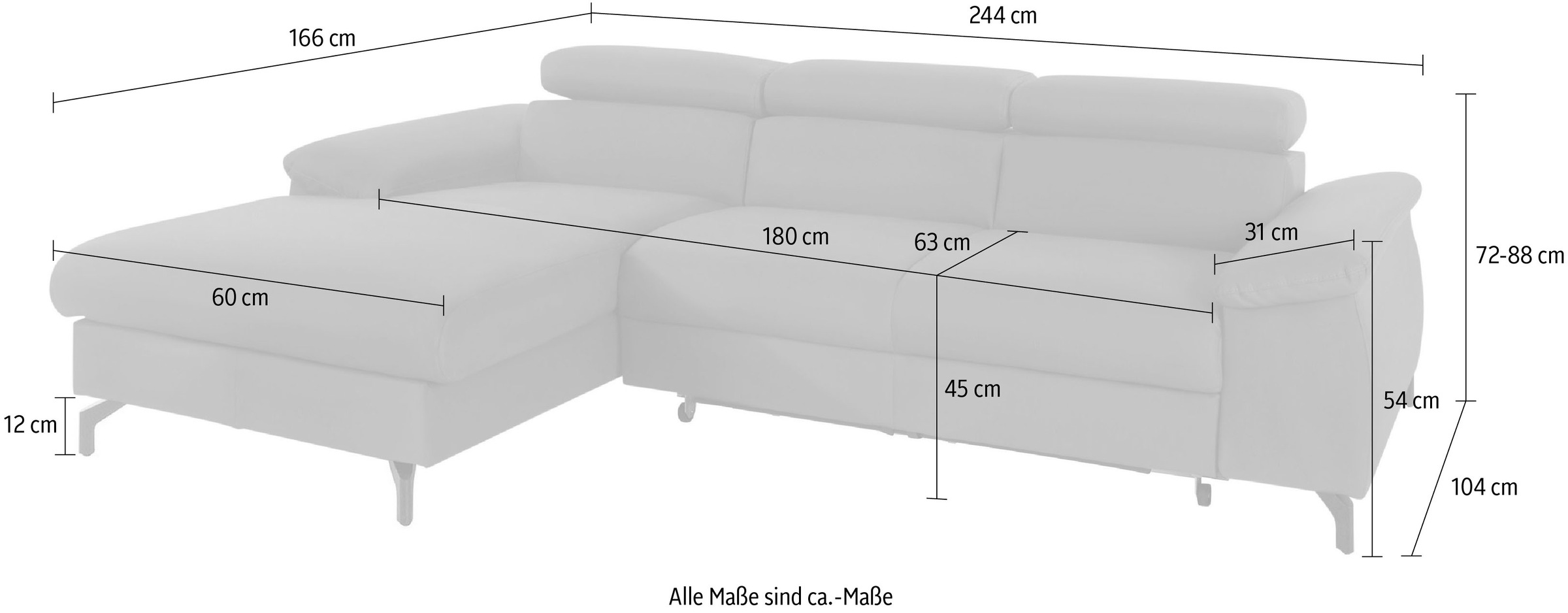 COTTA Ecksofa »Kitty L-Form«, inkl. Kopfteilverstellung, optional mit Bettfunktion u. Bettkasten
