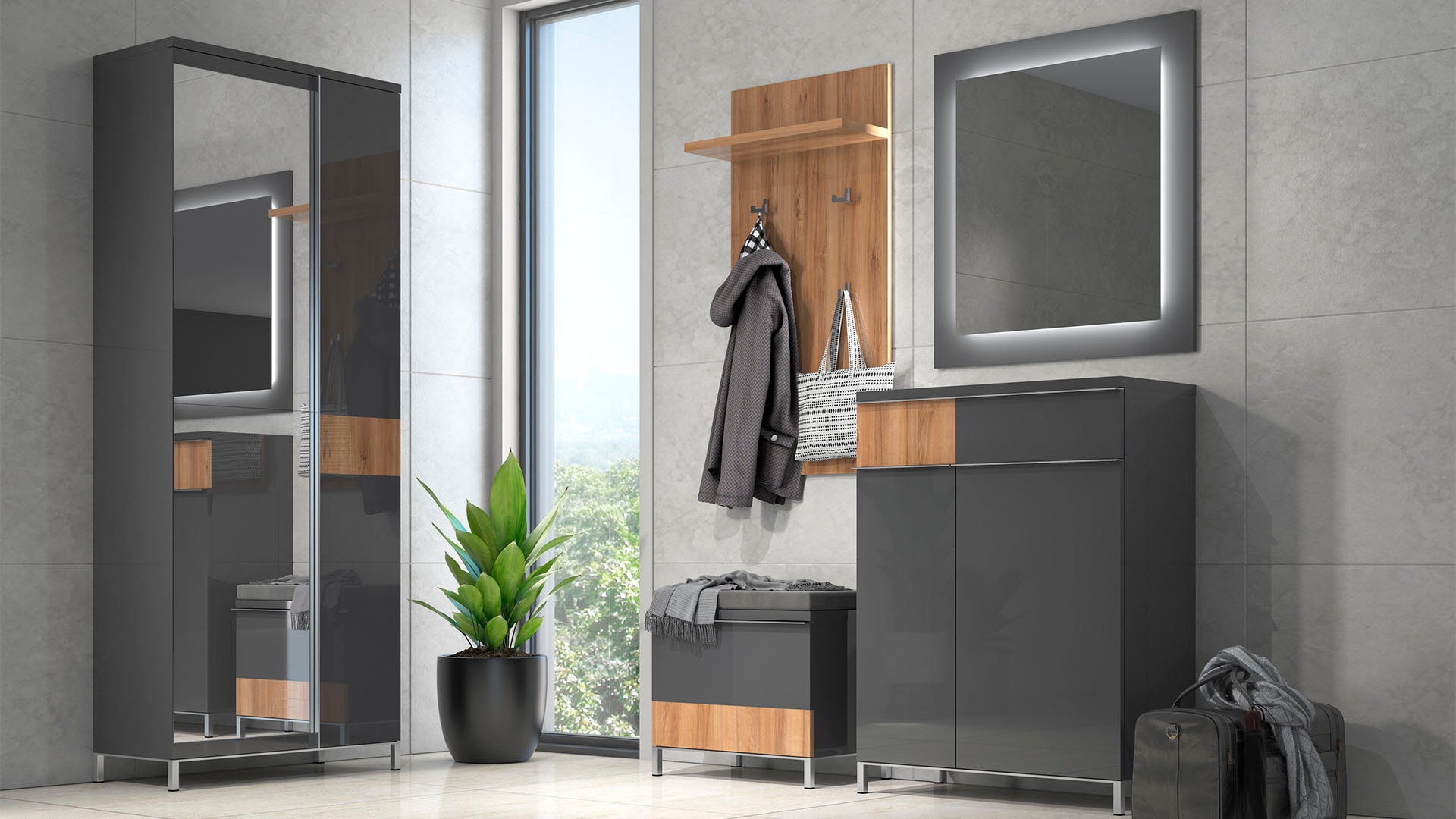 Places of Style Garderoben-Set "Onyx", (Set, 5 St., Garderobenschrank,Schuh günstig online kaufen