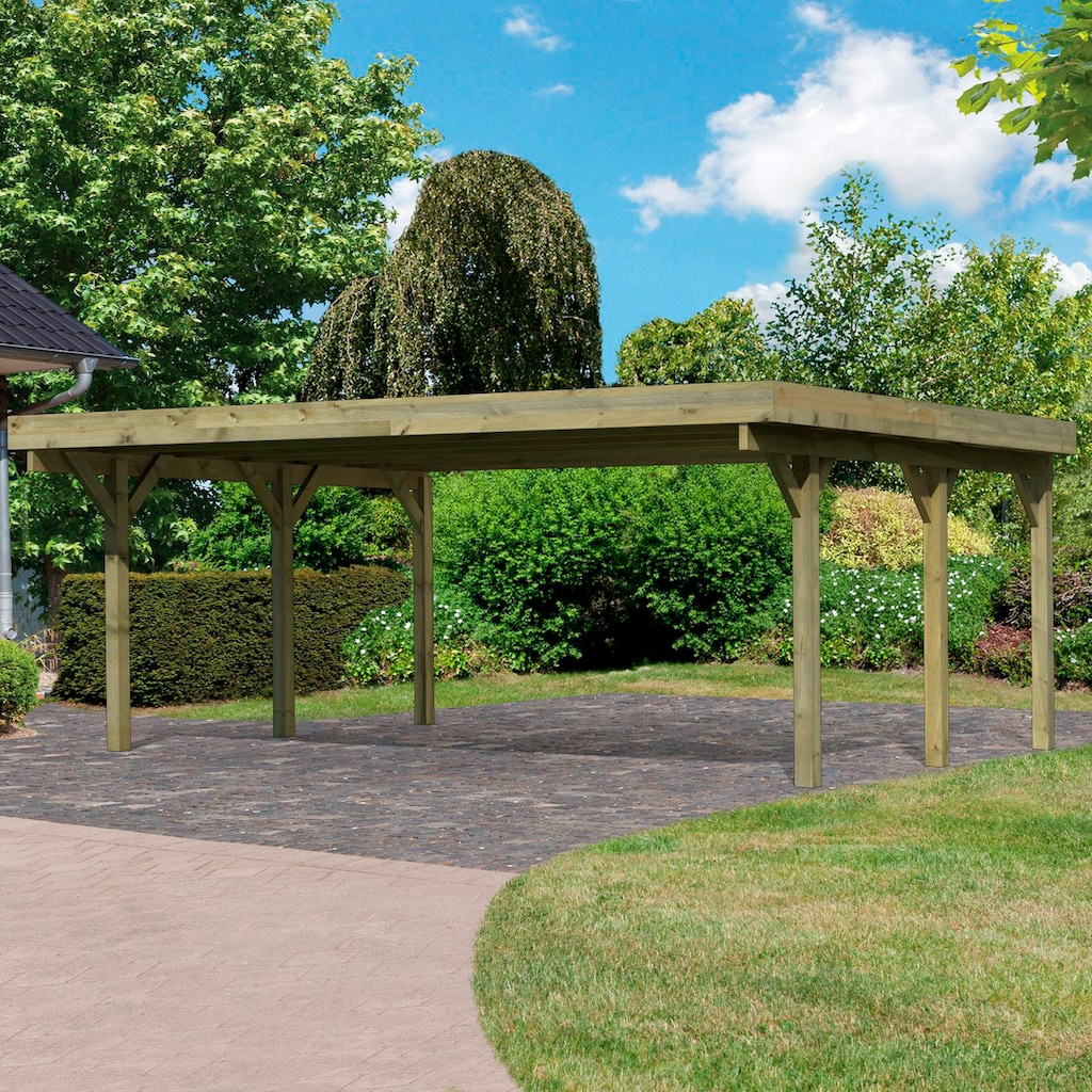 Karibu Doppelcarport »Classic 1«, Holz, 540 cm, braun