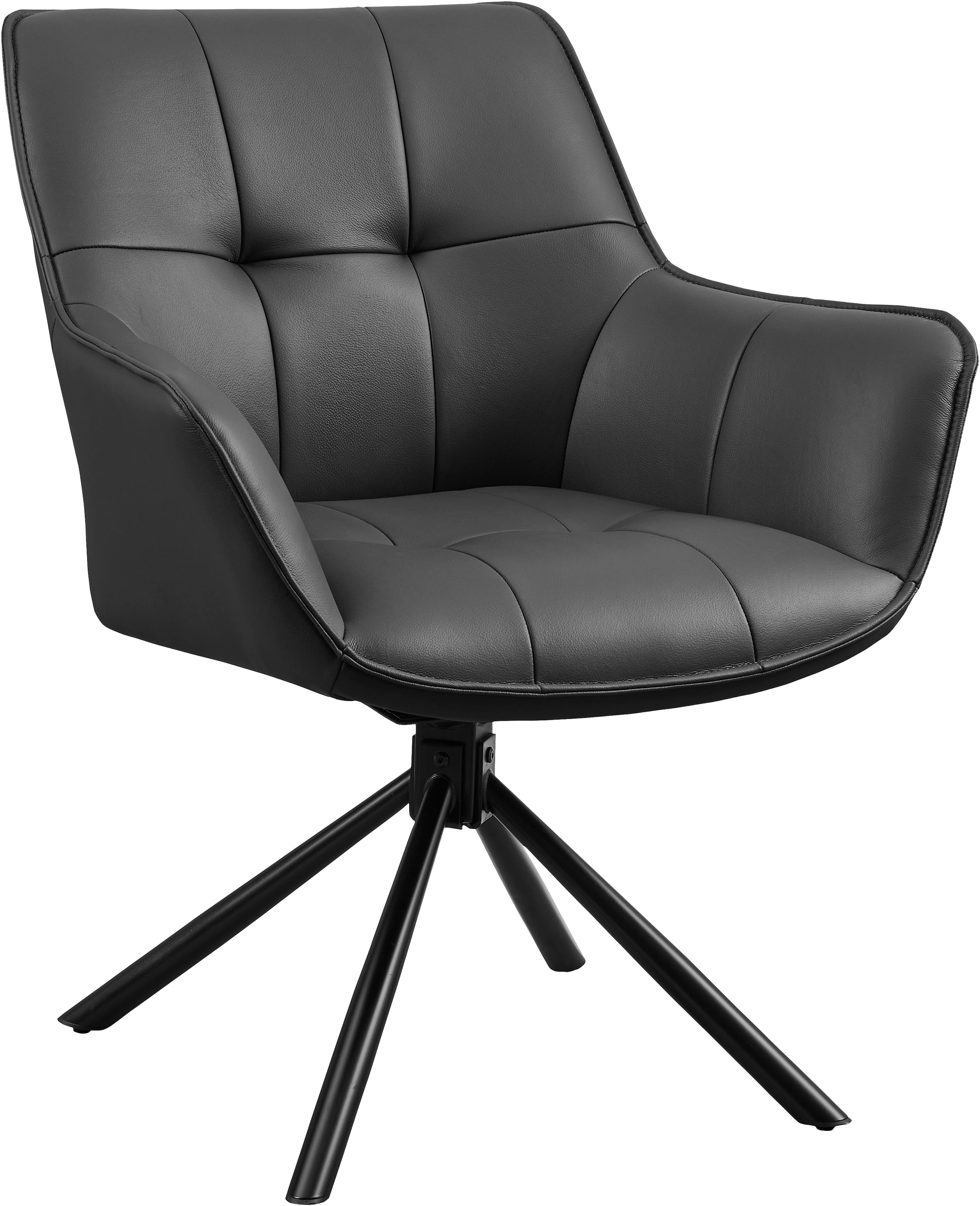 OTTO home Drehstuhl »Lika« (Set) 2 Stk.echtes Leder, 360° Drehfunktion, Steppnähte, Metallgestell