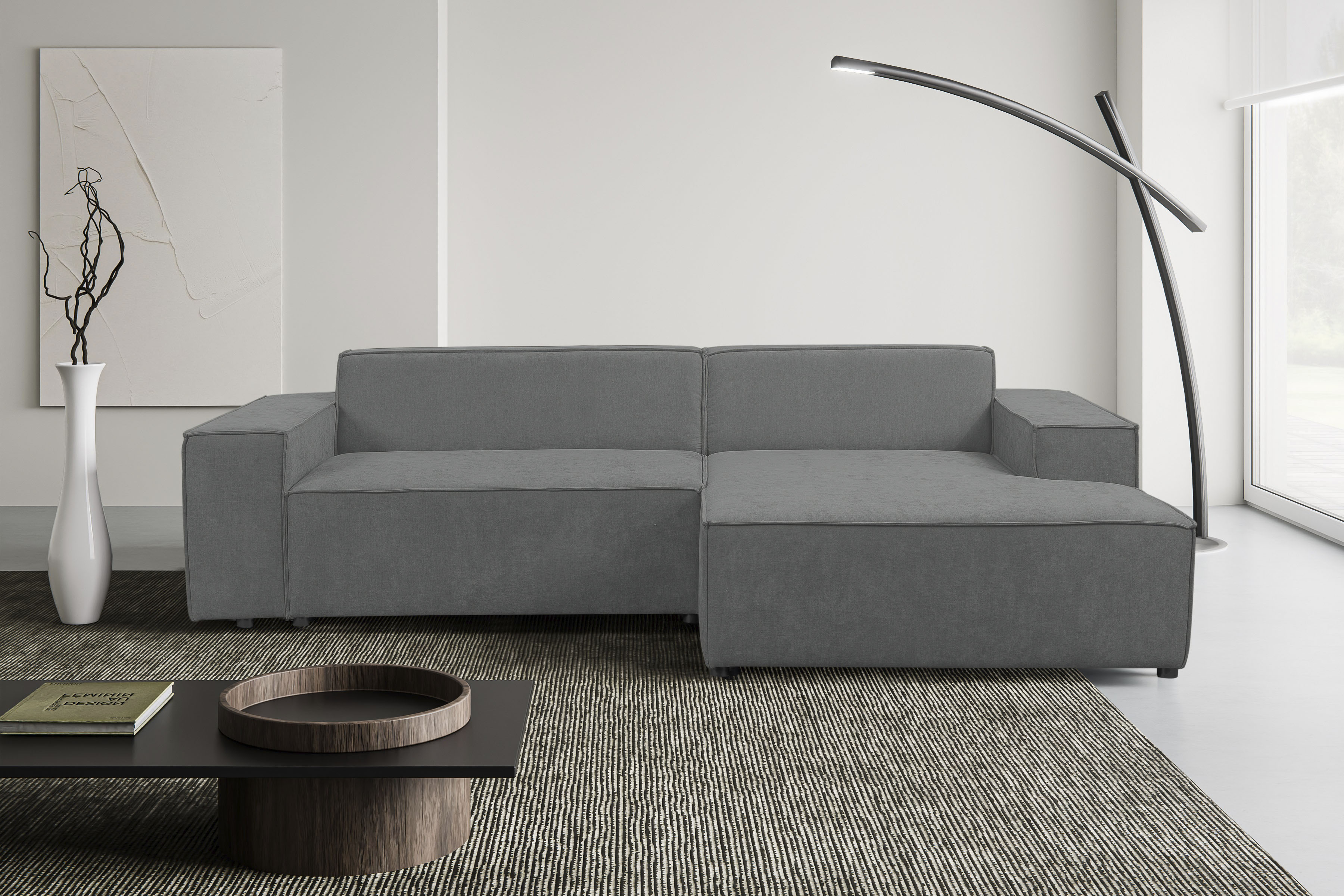 WERK2 Ecksofa "Trento 268 x 163 cm modern und bequem" Chenille, L-Form, extra weiche und tiefe Sitzfläche