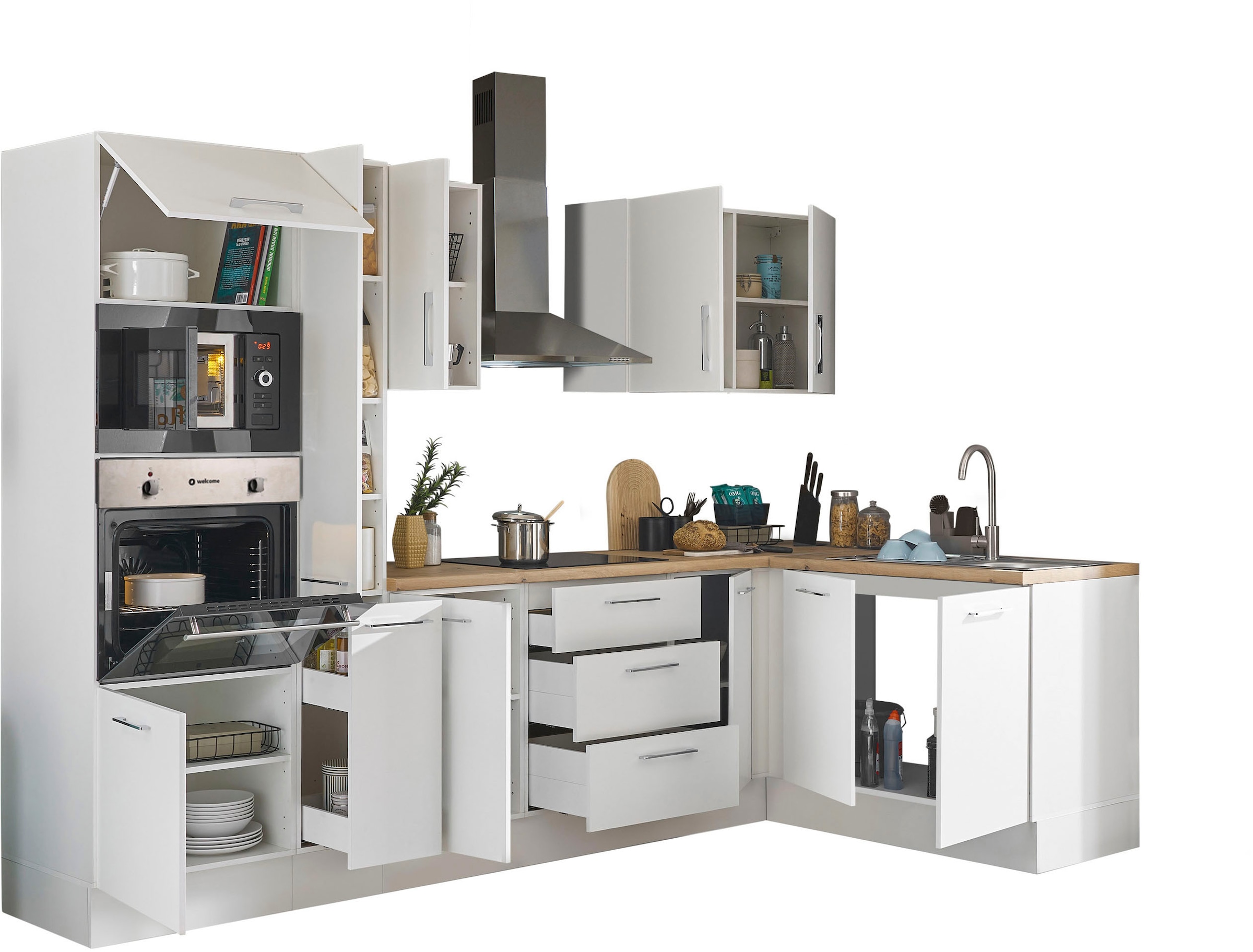 BASIC by Balculina Winkelküche »Turin«, Stellbreite 300x175 cm, wahlweise mit E-Geräten