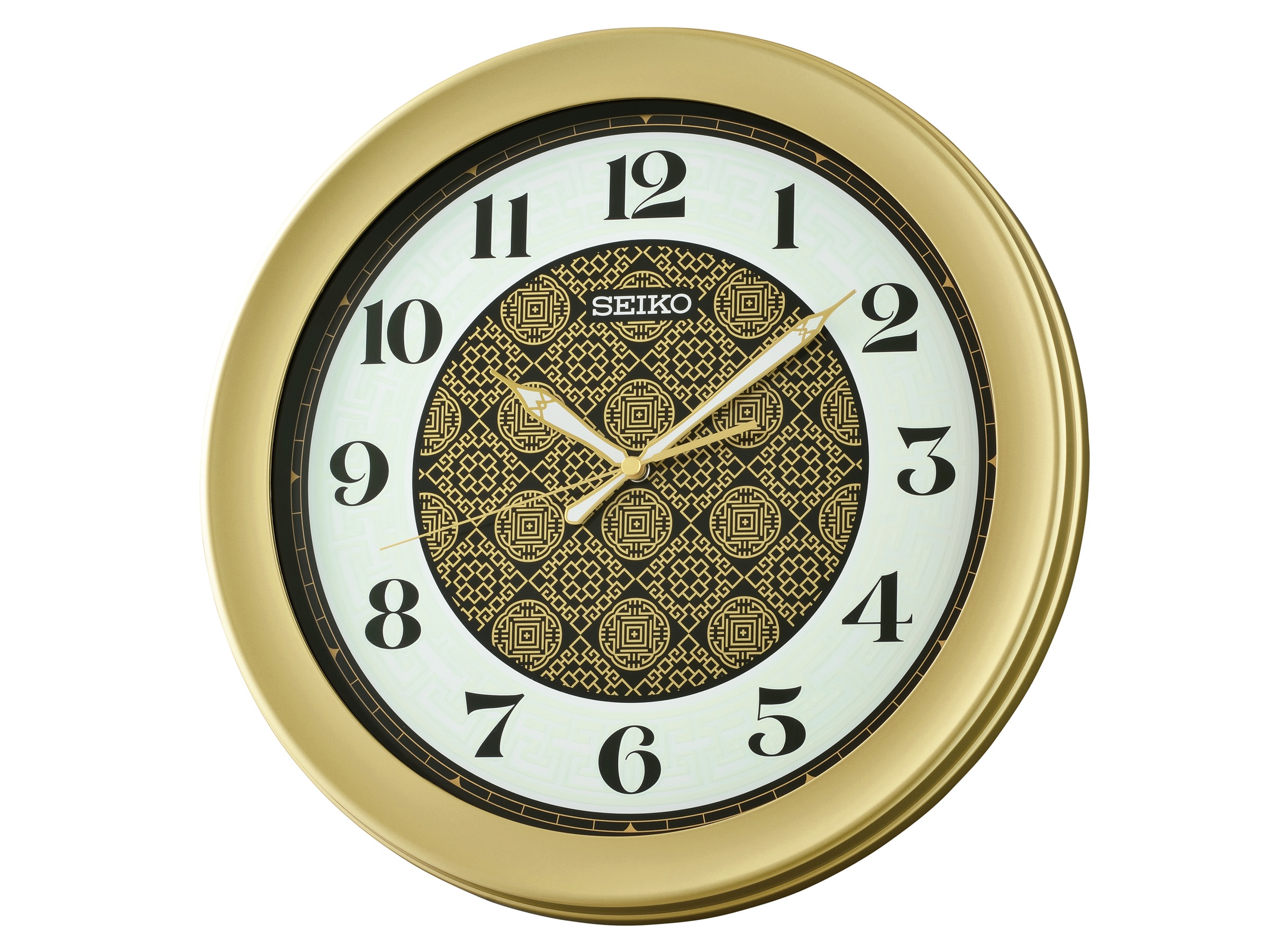 Wanduhr SEIKO, goldfarben, Wanduhren, Ø 36,8cm, Wanduhr, Quarzuhr, durchlaufende Sekunde, Büro, Küche, Esszimmer, Wohnzimmer