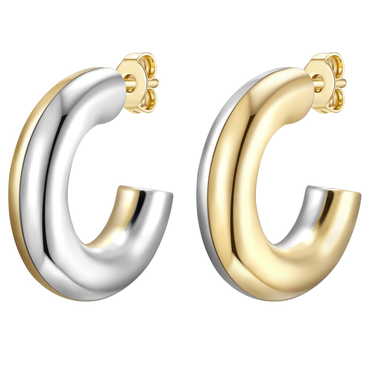 Paar Creolen GLANZSTÜCKE MÜNCHEN "Set: GSM928", gelbgold, Ohrringe, Damen, 23,4mm, Silber 925 (Sterlingsilber), aus Sterling Silber