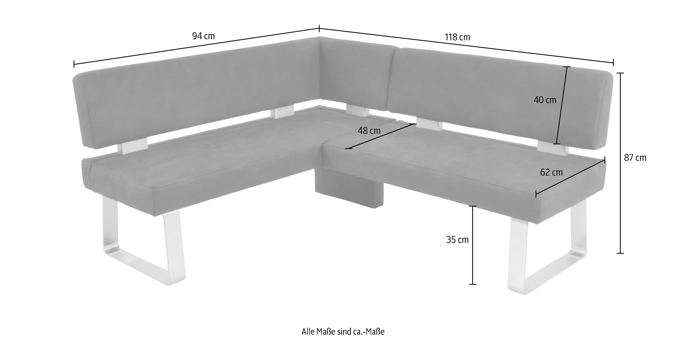 K+W Komfort & Wohnen Eckbank »Santos II«, gepolstert, Eckbank, wahlweise langer Schenkel 180cm rechts oder links