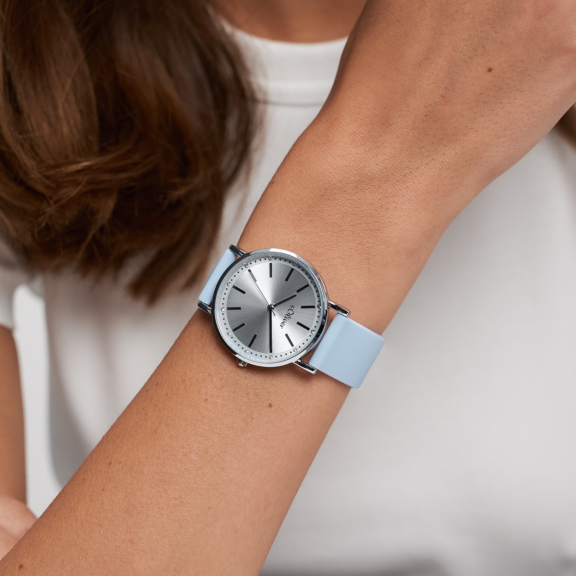 s.Oliver Quarzuhr »Modern Statement« Armbanduhr, Damenuhr, Silikonarmband, analog