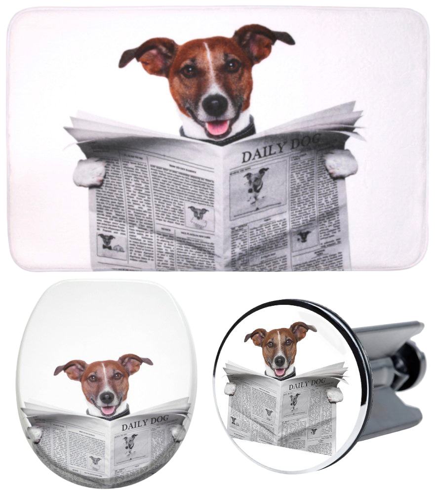 Sanilo Badaccessoire-Set "Newspaper" bestehend aus WC-Sitz, Badteppich und günstig online kaufen
