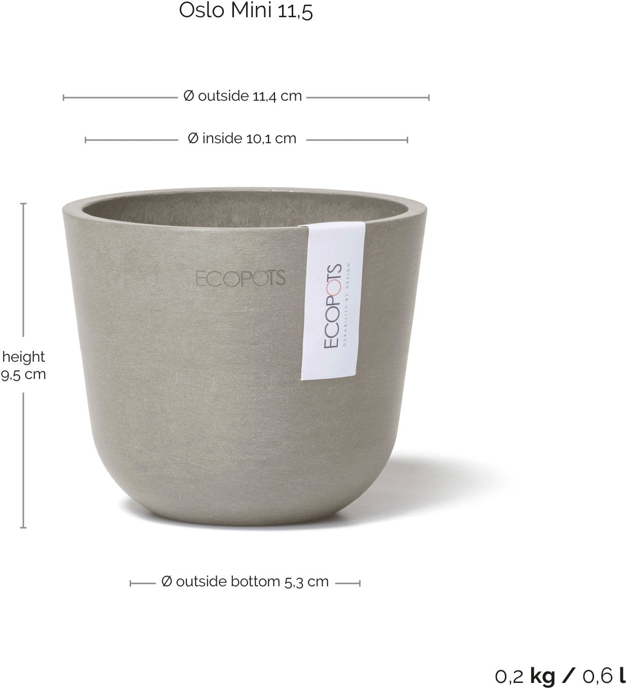 ECOPOTS Blumentopf »Oslo Mini 11,5 Taupe« für den Innenbereich