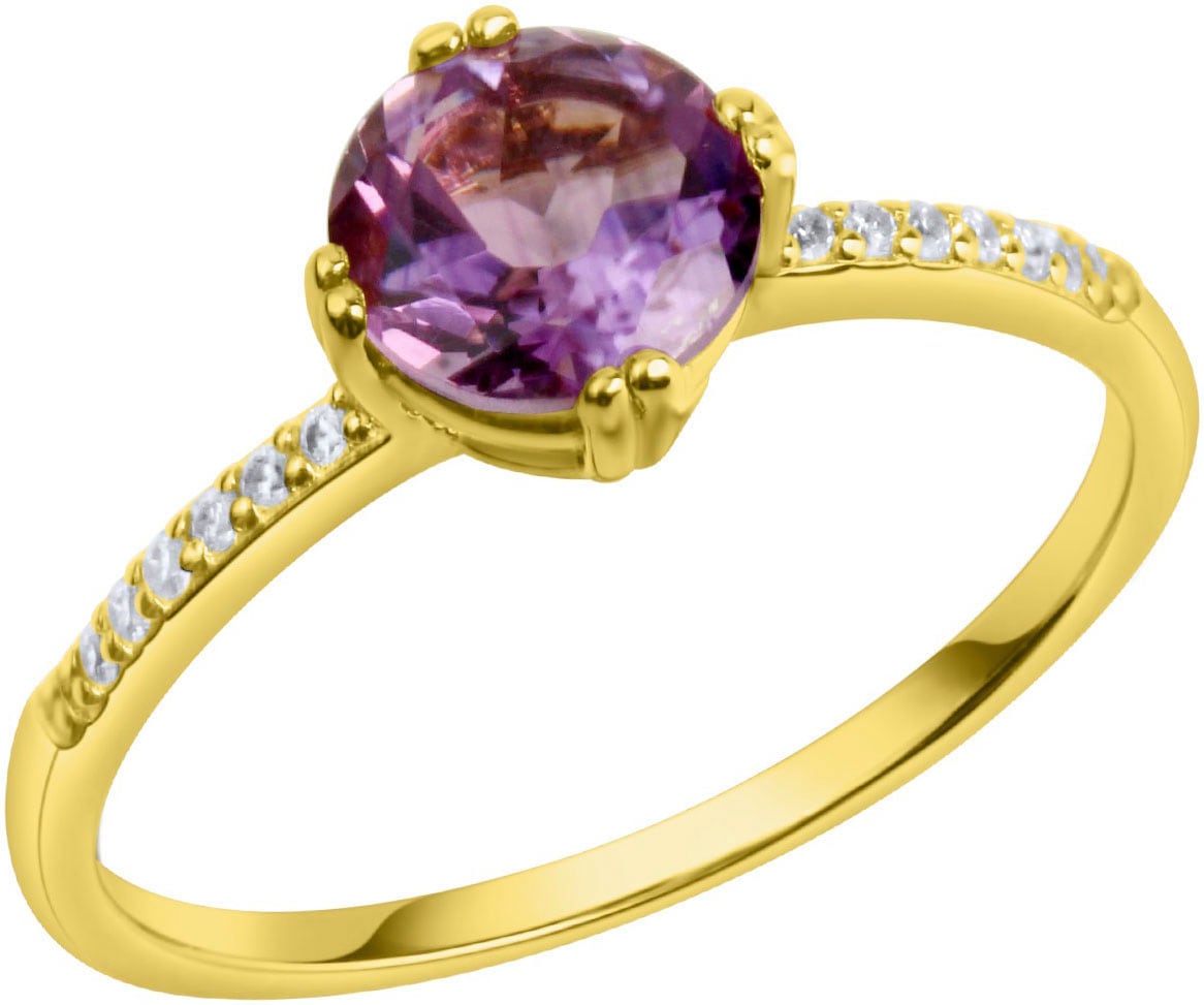 Firetti Fingerring »Schmuck Geschenk Silber 925 Damenring Ring«, mit Citrin oder Amethyst und Zirkonia (synth.)