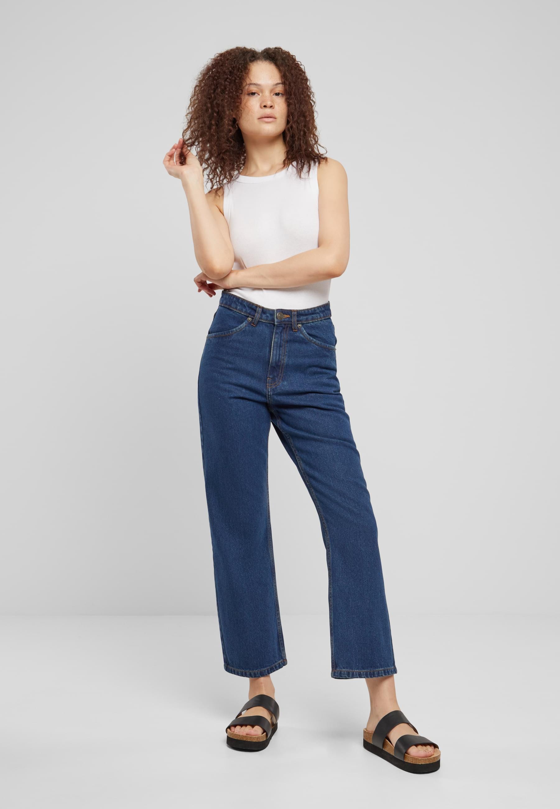 URBAN CLASSICS Bequeme Jeans »Urban Classics Damen Ladies Cropped Straight Leg Denim Pants«