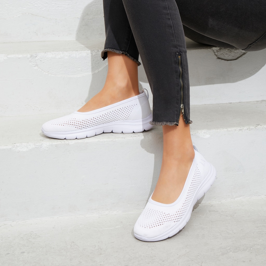 LASCANA Sneaker Ballerinas, ultraleichter Slipper,Freizeitschuh aus Mesh, weicher Innensohle VEGAN