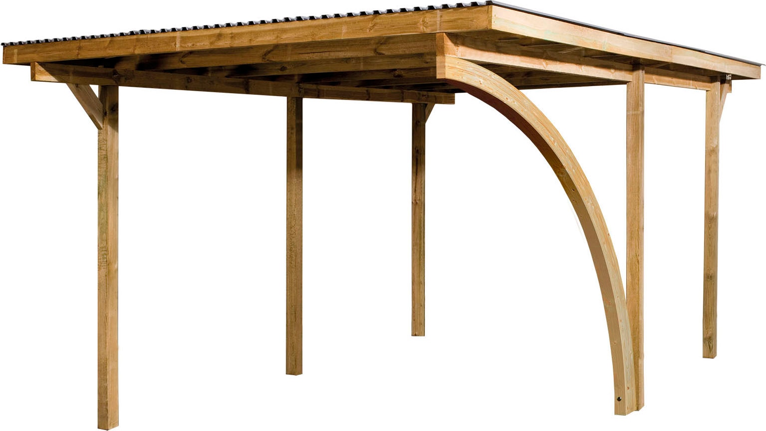 weka Einzelcarport "606 A Gr.1" Massivholz 250 cm braun mit Rundbogen wahlweise links- oder rechts montierbar