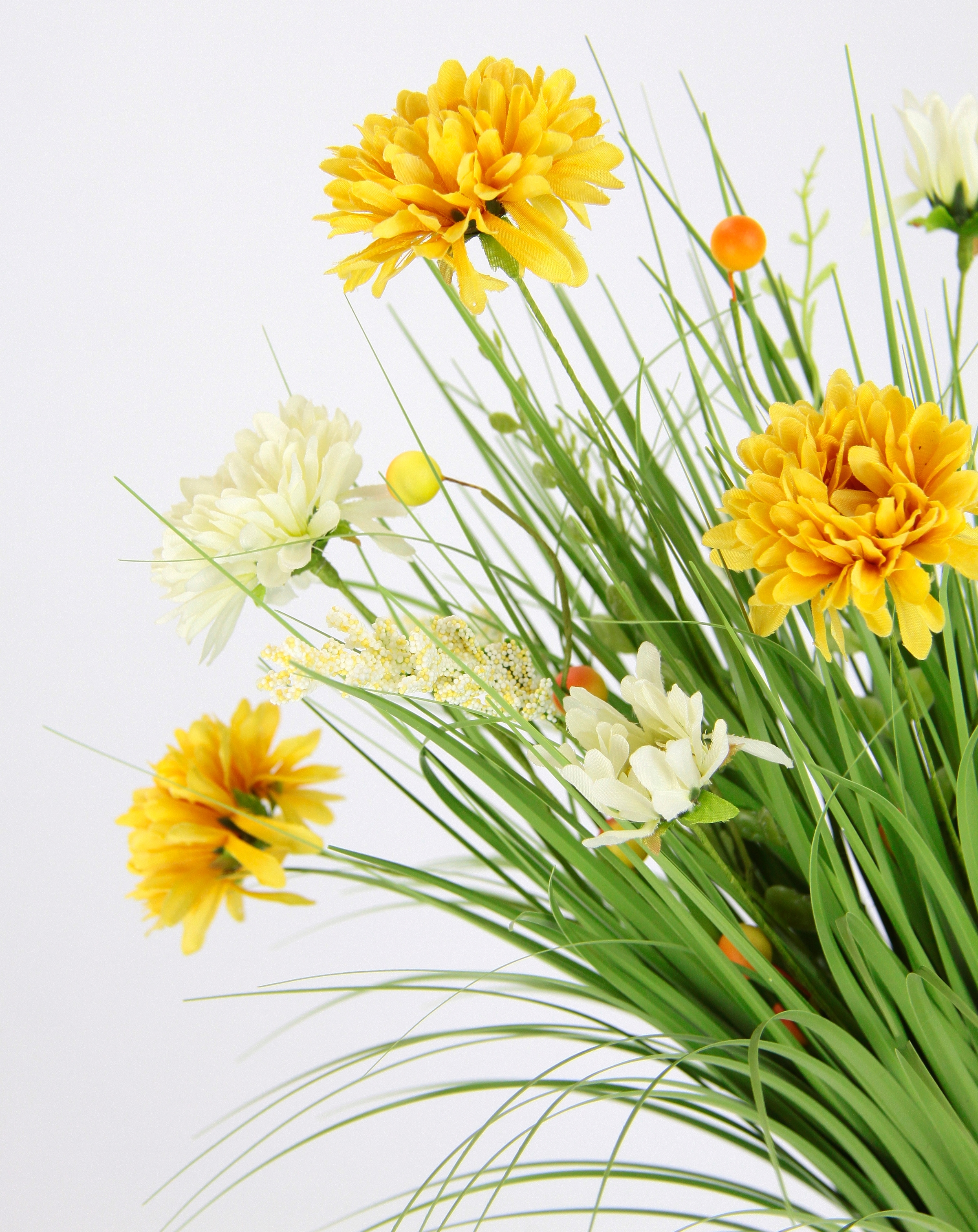 I.GE.A. Kunstgras "Grasbund mit Dahlien", Mit Blüten Margeriten Deko Grasbu günstig online kaufen