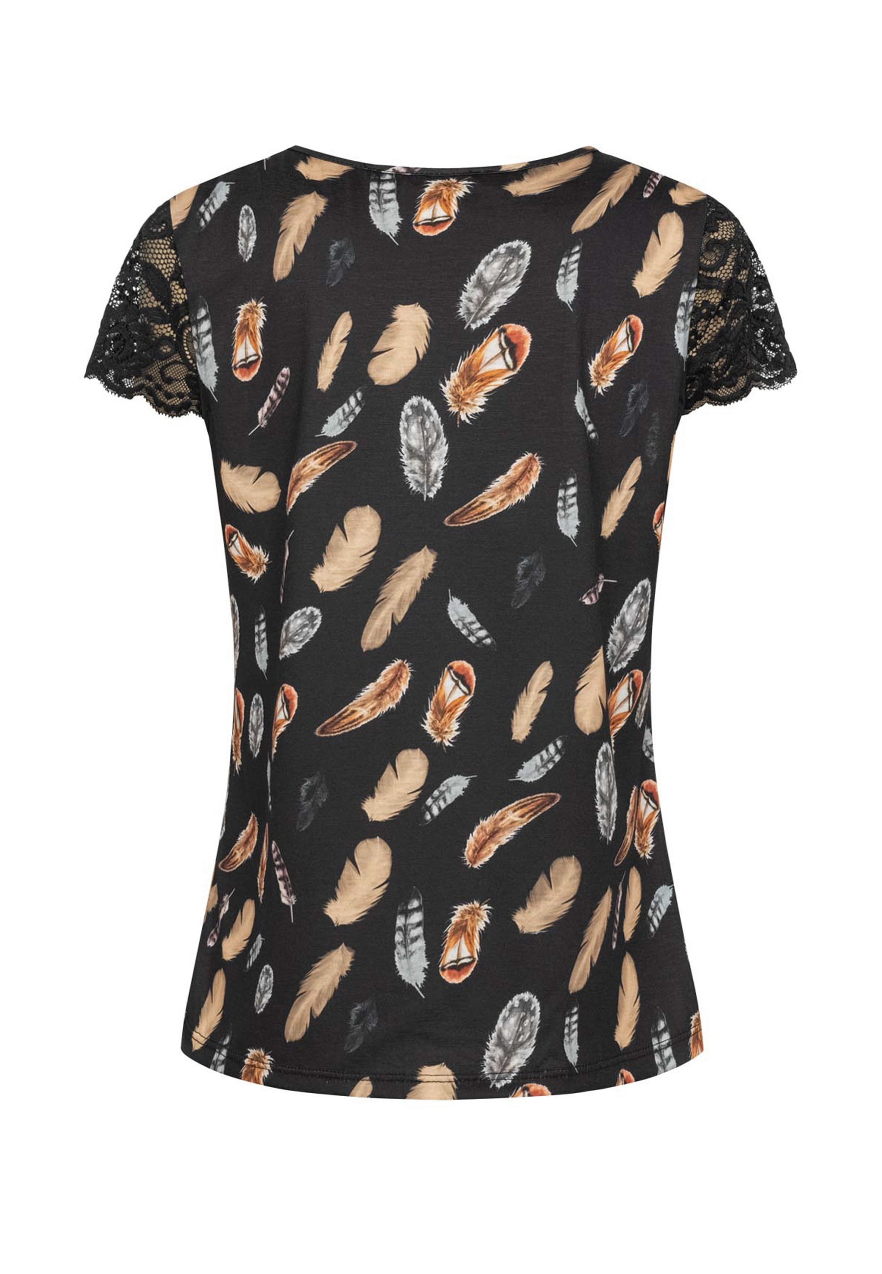 CLOUD 5IVE T-Shirt »CLOUD 5IVE T-Shirt mit V-Neck und Spitzenansatz« 1 Stk.