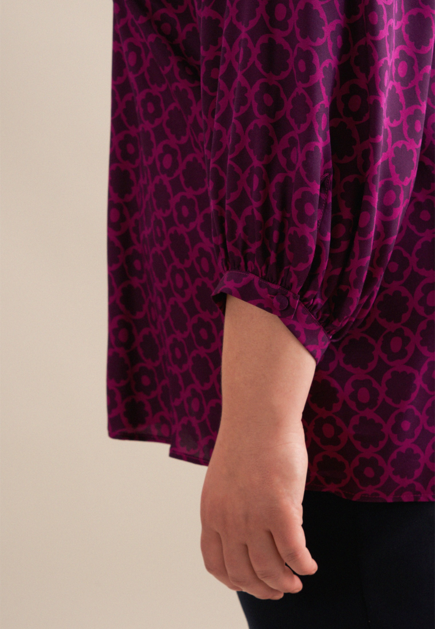 seidensticker Shirtbluse »Schwarze Rose«, 3/4-Arm Rundhals Druck