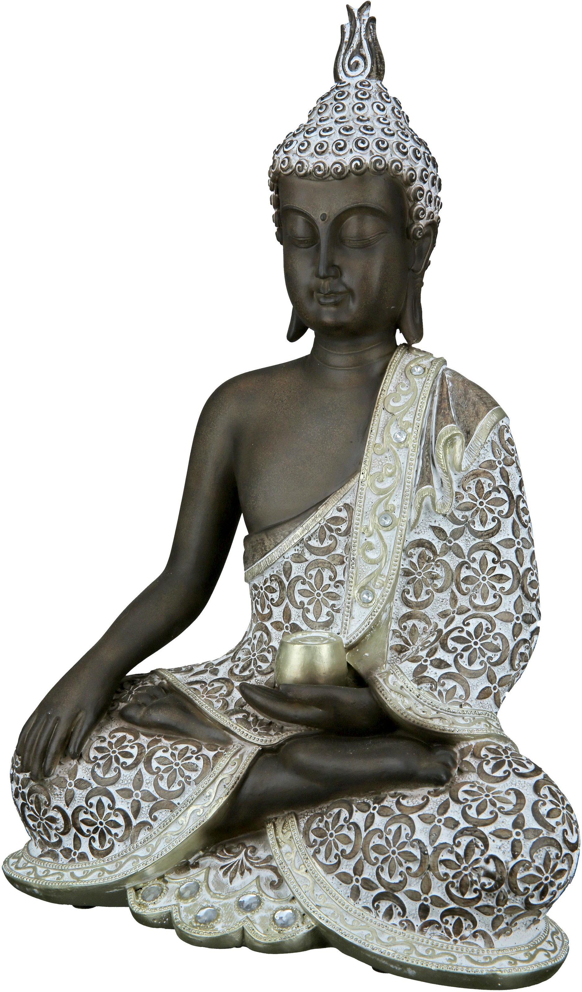 GILDE Buddhafigur "Buddha Mangala braun-weiß"