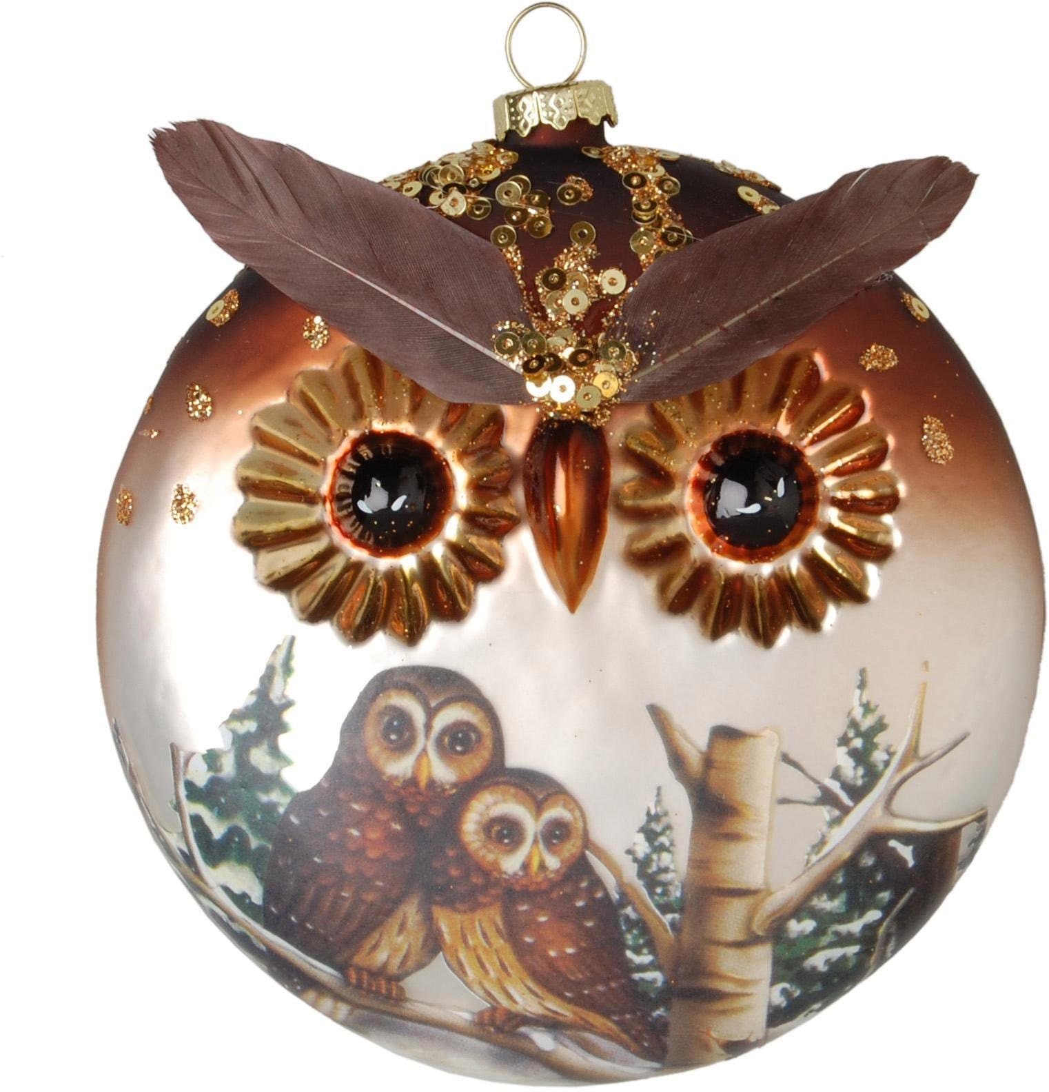 Krebs Glas Lauscha Christbaumschmuck »Eule Weihnachtsdeko...