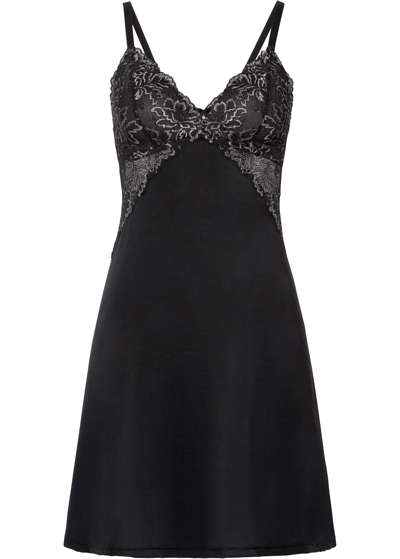 bonprix Negligé »Negligé aus glänzendem Satin mit Spitzenbesatz« Negligé aus glänzendem Satin mit Spitzenbesatz