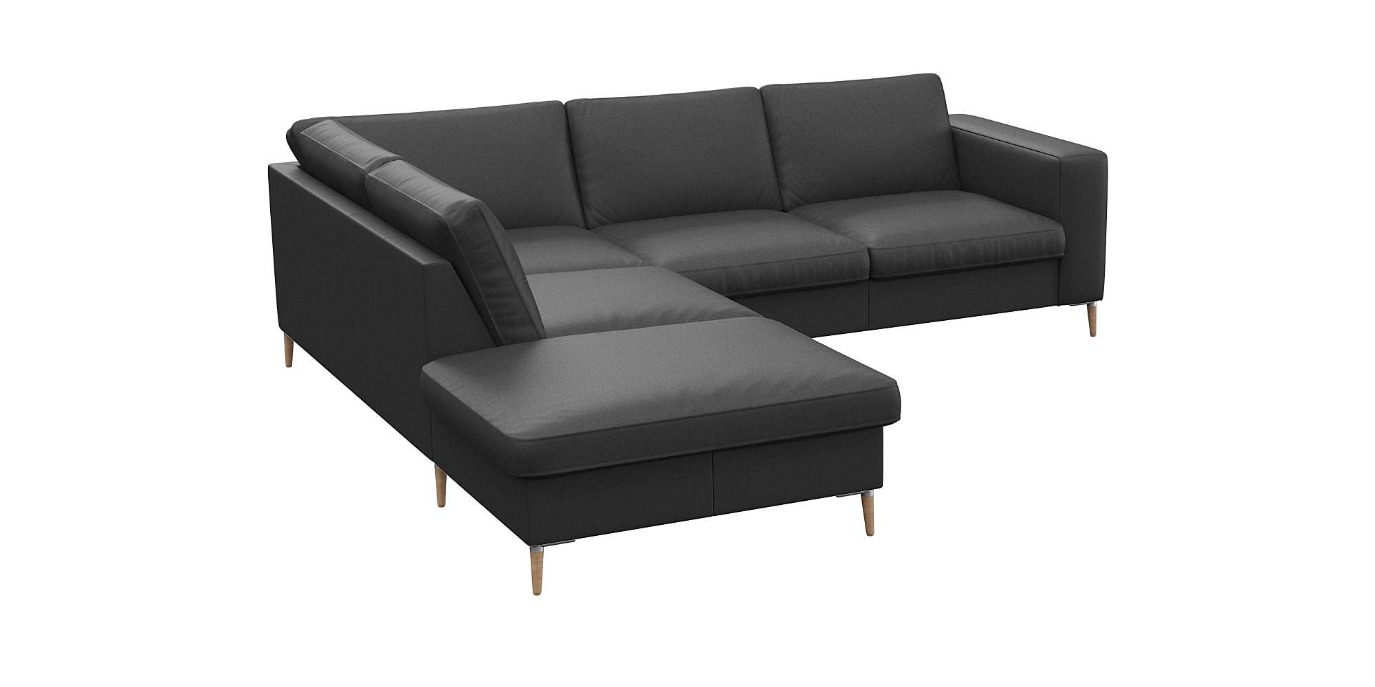 FLEXLUX Ecksofa »Fiore, L-Form«, breite Armlehnen, Füße Alu/Eiche, B/T 241/225 cm, Kaltschaum im Sitz